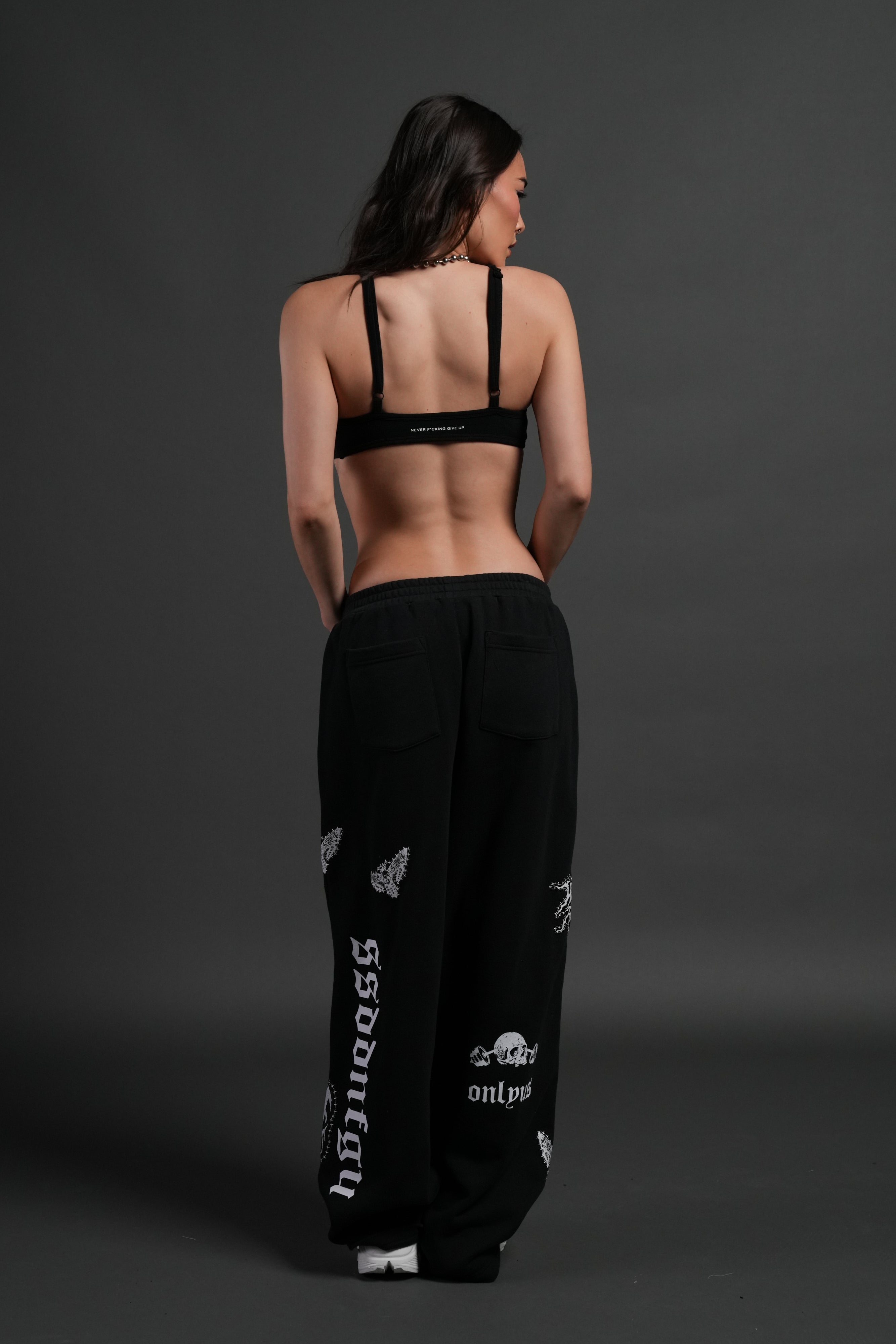 Give it Your All "Yara" Pleated Sweat Pants in Black