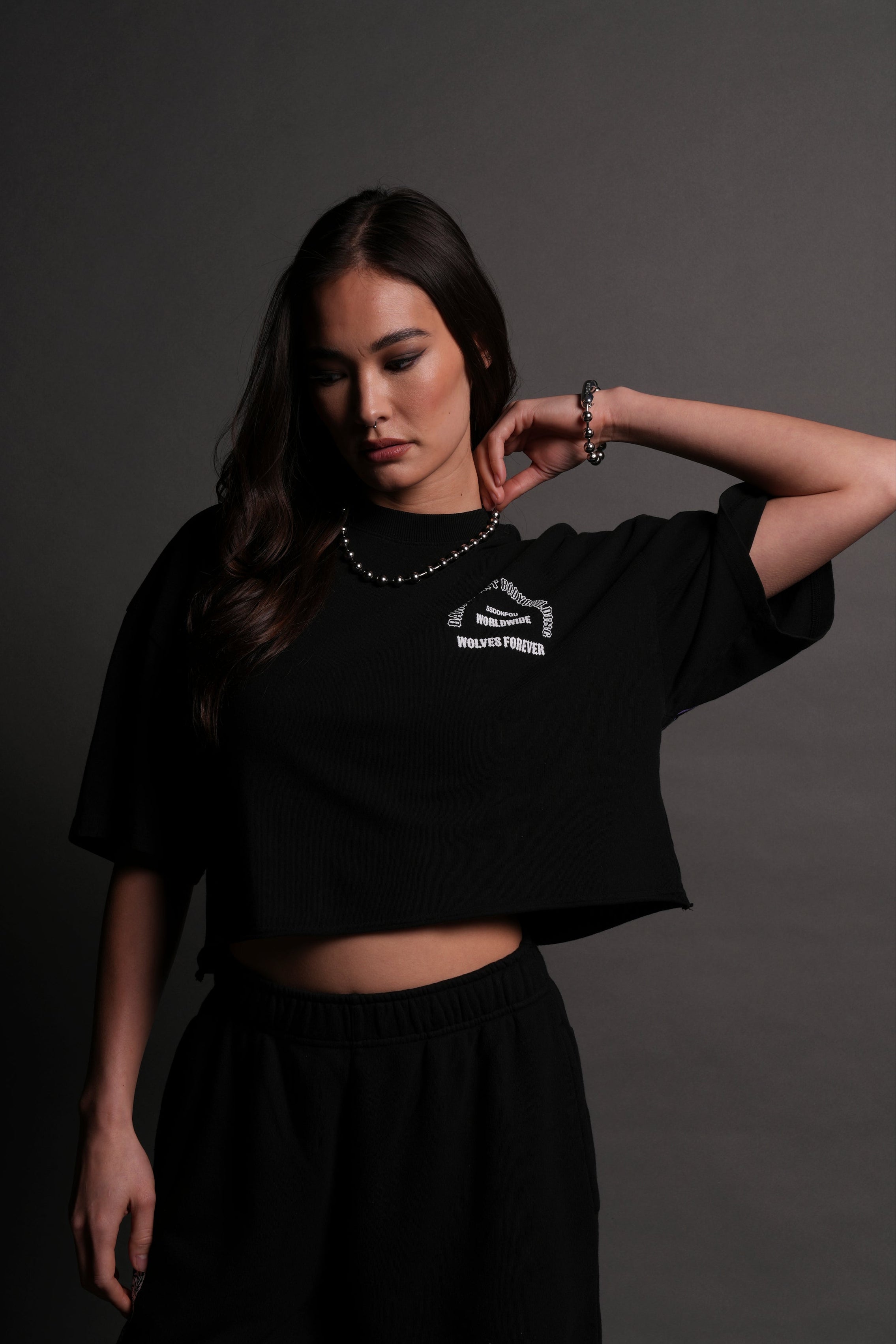 The One You Feed V2 "Premium" Oversized (Cropped) Tee in Black