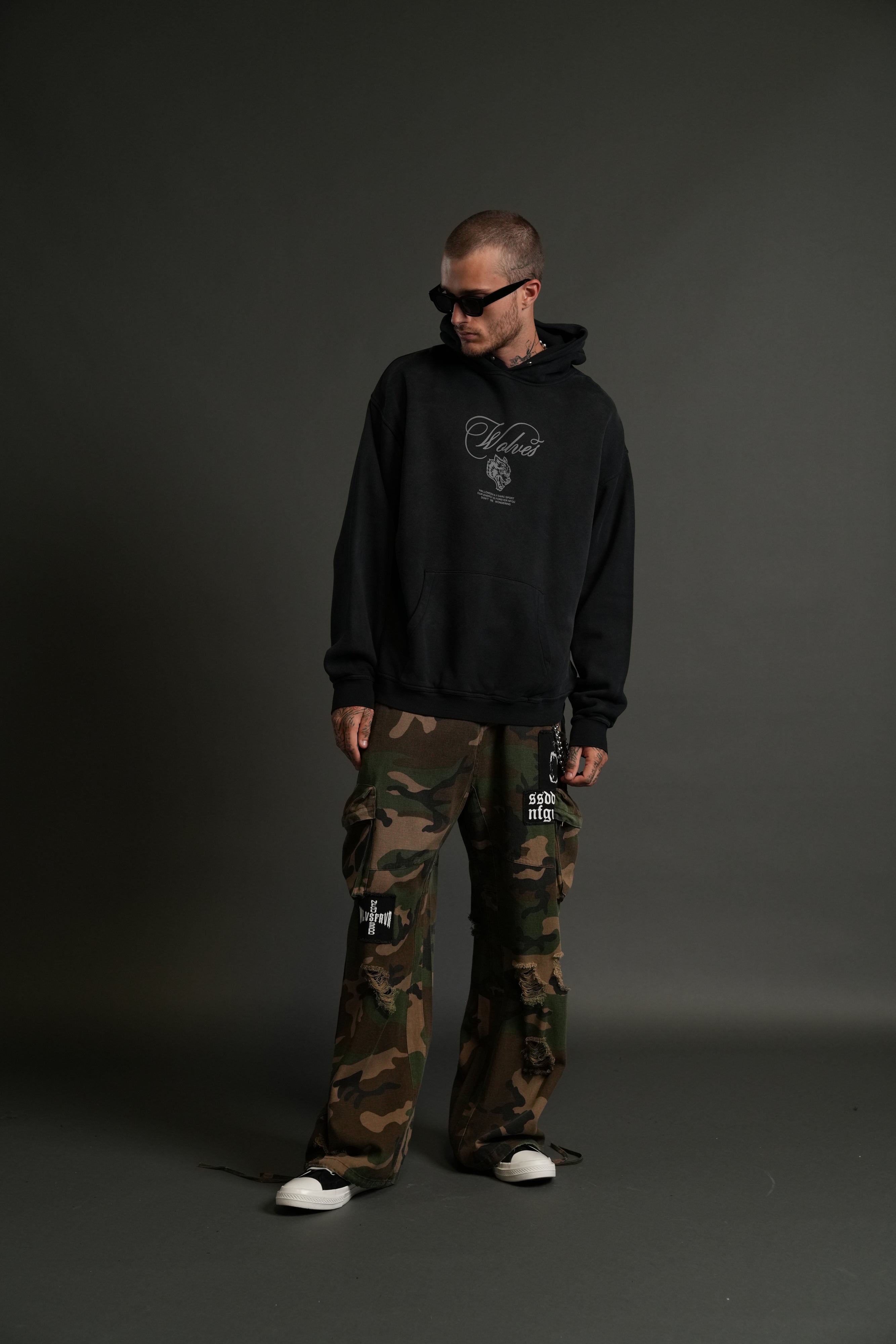 (1 OF 500) In the Night "Pierce" Hoodie in Black Drift Wash