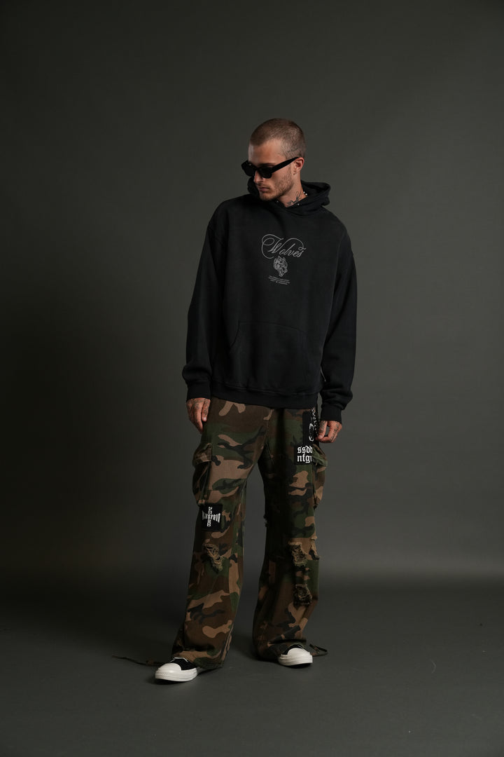 (1 OF 500) In the Night "Pierce" Hoodie in Black Drift Wash