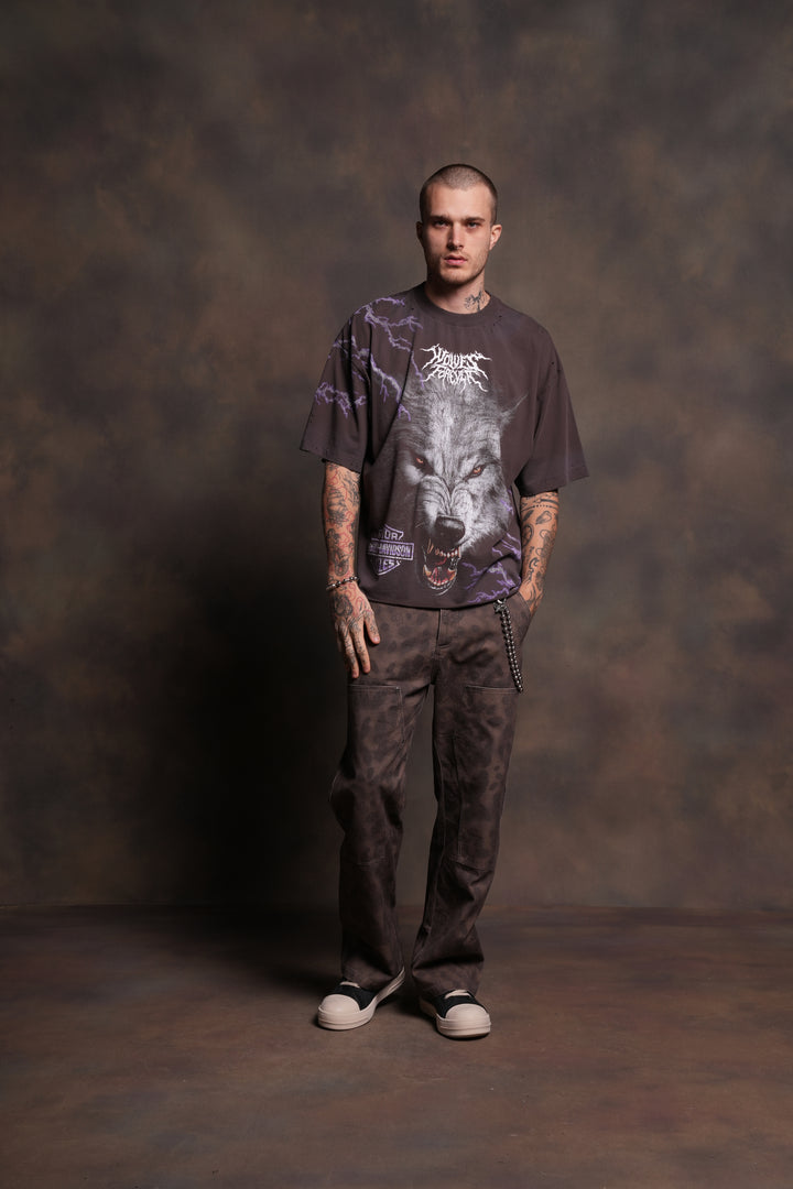 We Were Never the Same Distressed Grunge Tee in Darc Brown Drift Wash