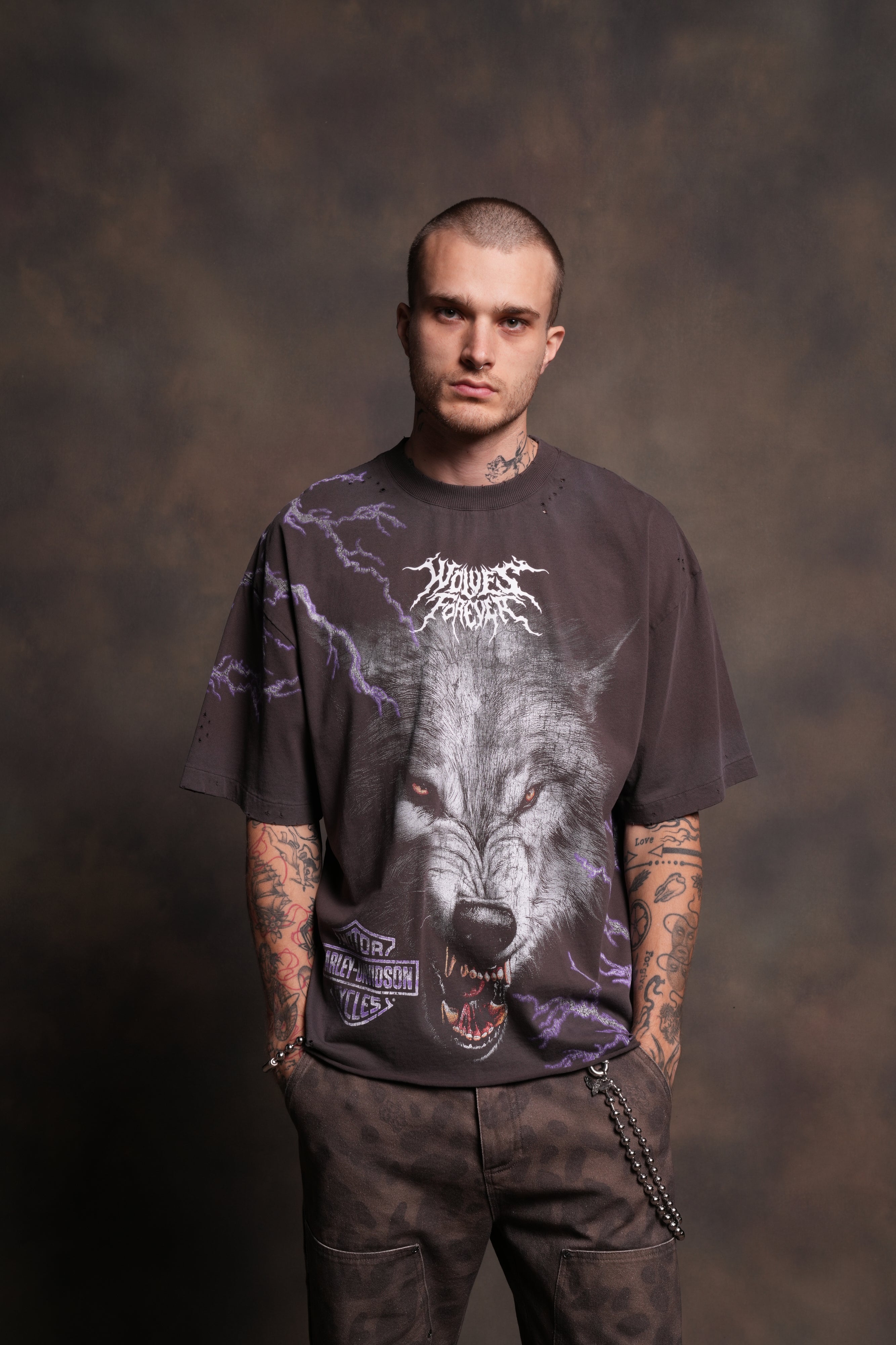 We Were Never the Same Distressed Grunge Tee in Darc Brown Drift