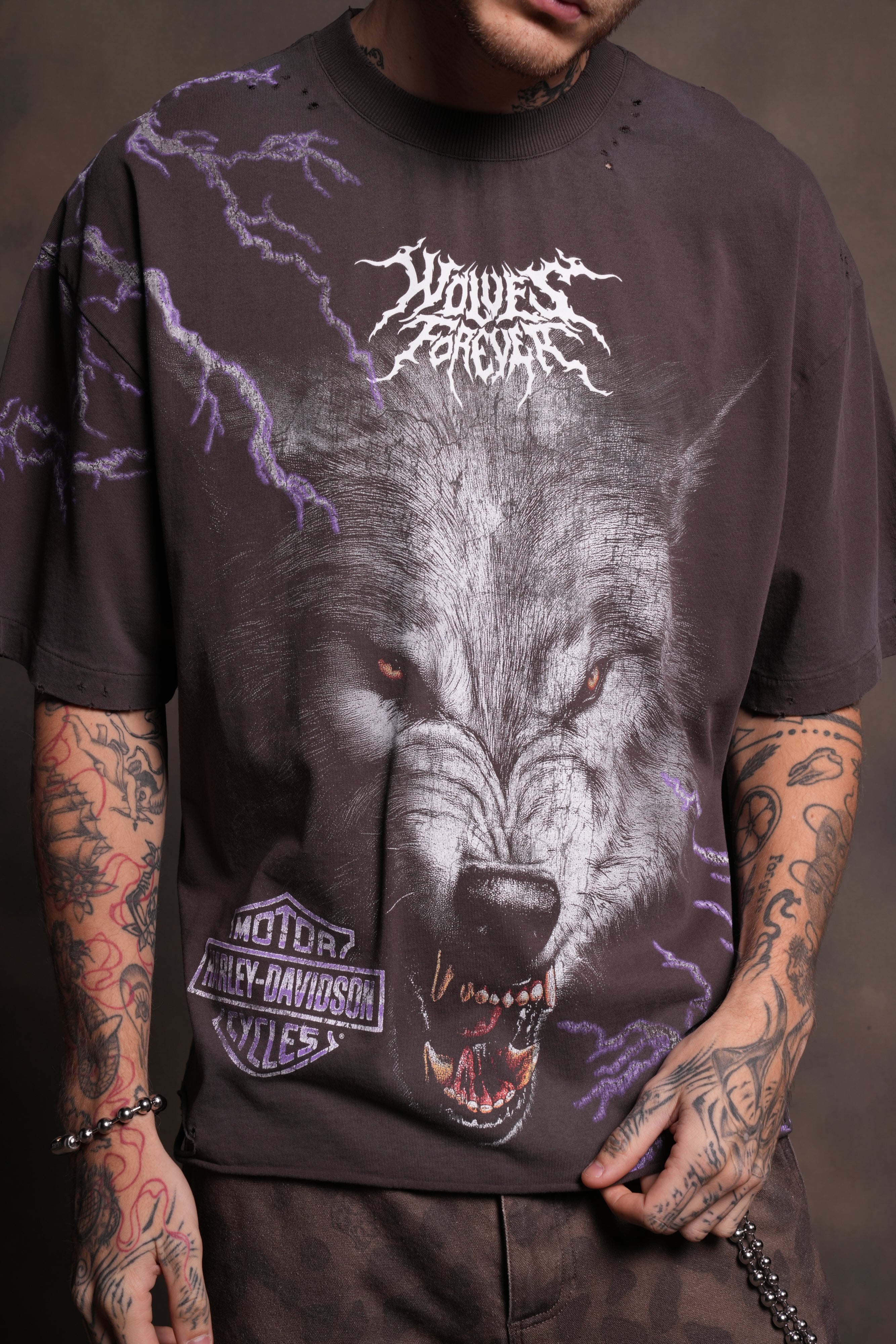 We Were Never the Same Distressed Grunge Tee in Darc Brown Drift Wash