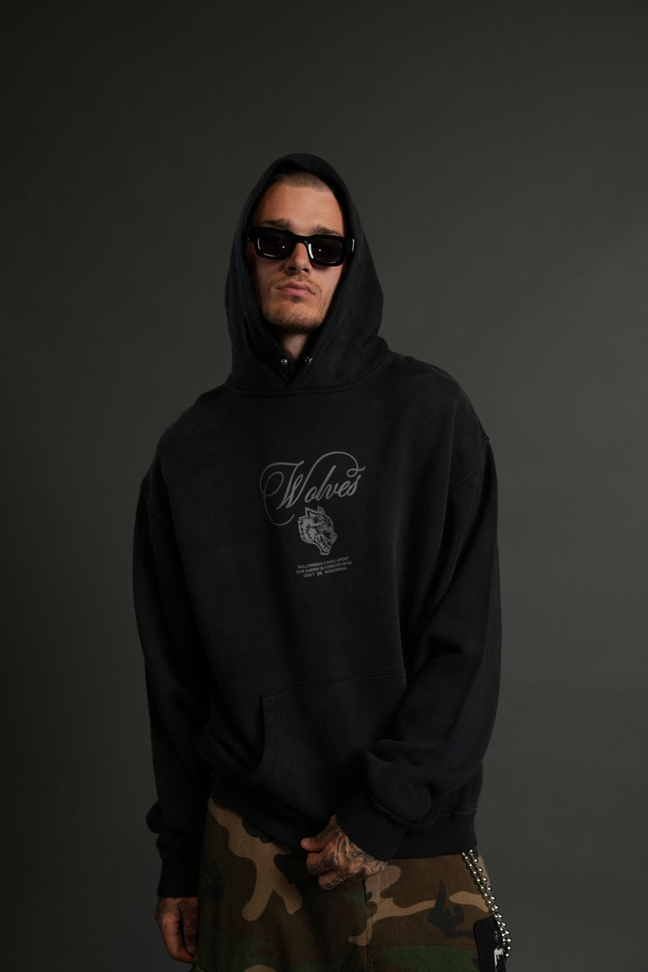 (1 OF 500) In the Night "Pierce" Hoodie in Black Drift Wash