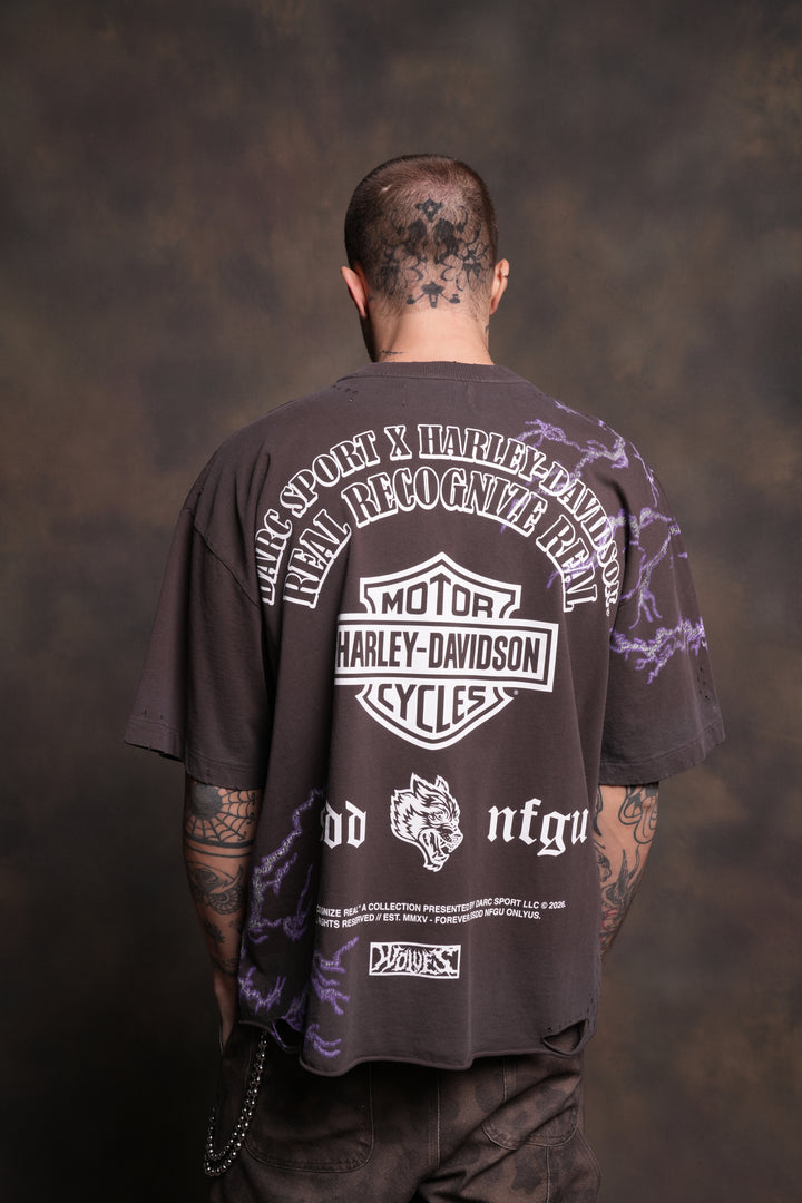 We Were Never the Same Distressed Grunge Tee in Darc Brown Drift Wash