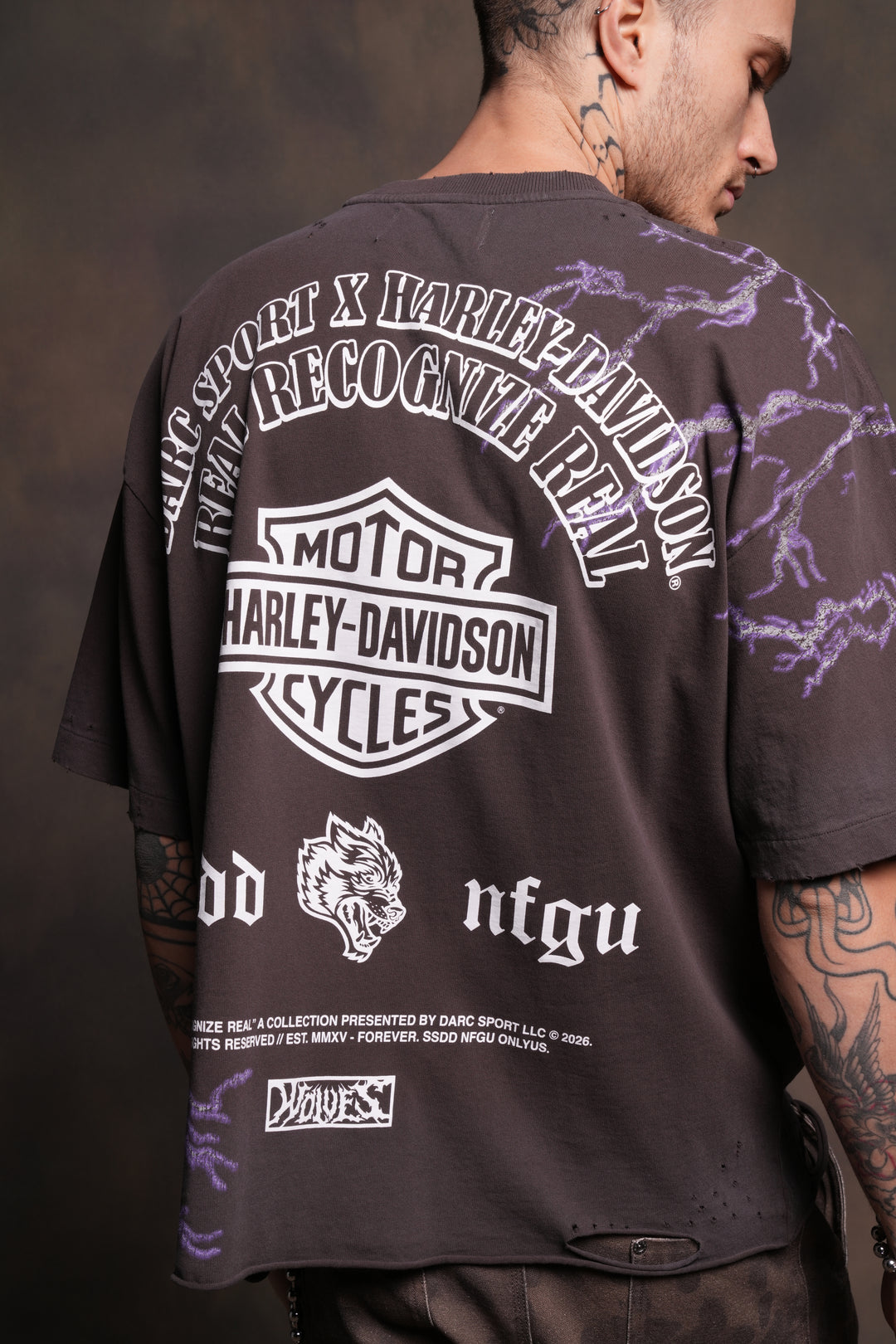 We Were Never the Same Distressed Grunge Tee in Darc Brown Drift Wash