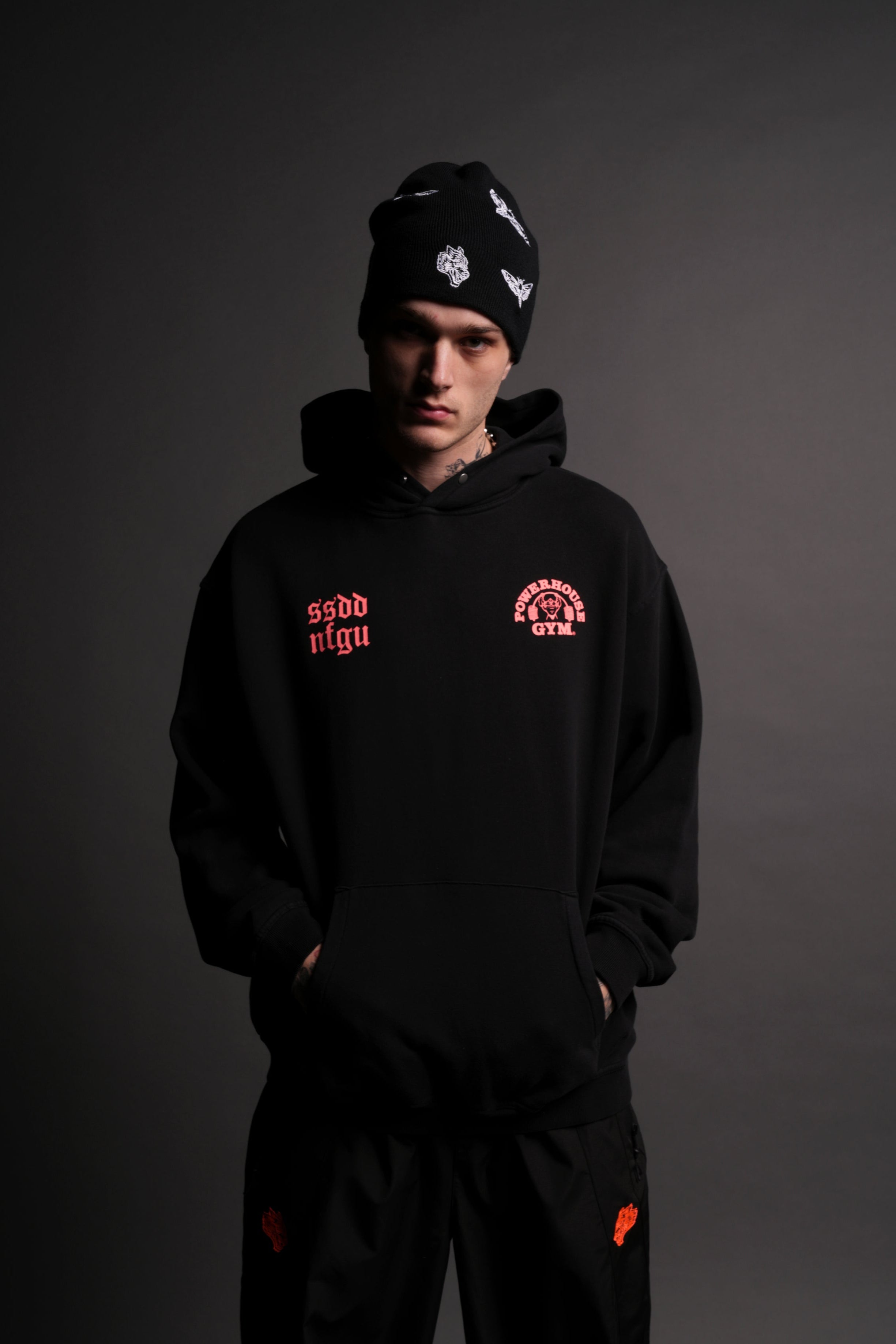 Powerhouse Of The Wolves V2 "Pierce" Hoodie in Black/Neon Pink