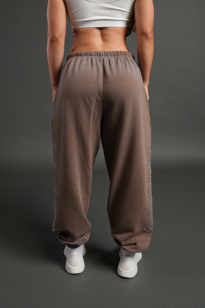 Studded Our Mantra Unisex Lounger Sweat Pants in Mojave Brown Drift Wash
