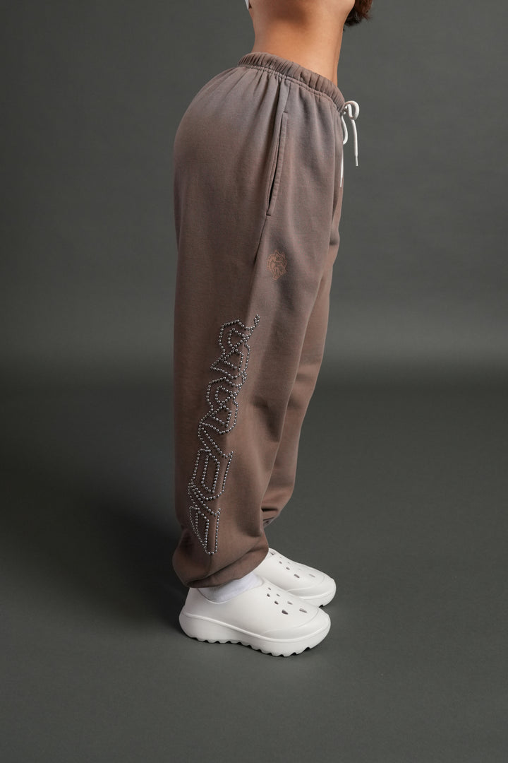 Studded Our Mantra Unisex Lounger Sweat Pants in Mojave Brown Drift Wash