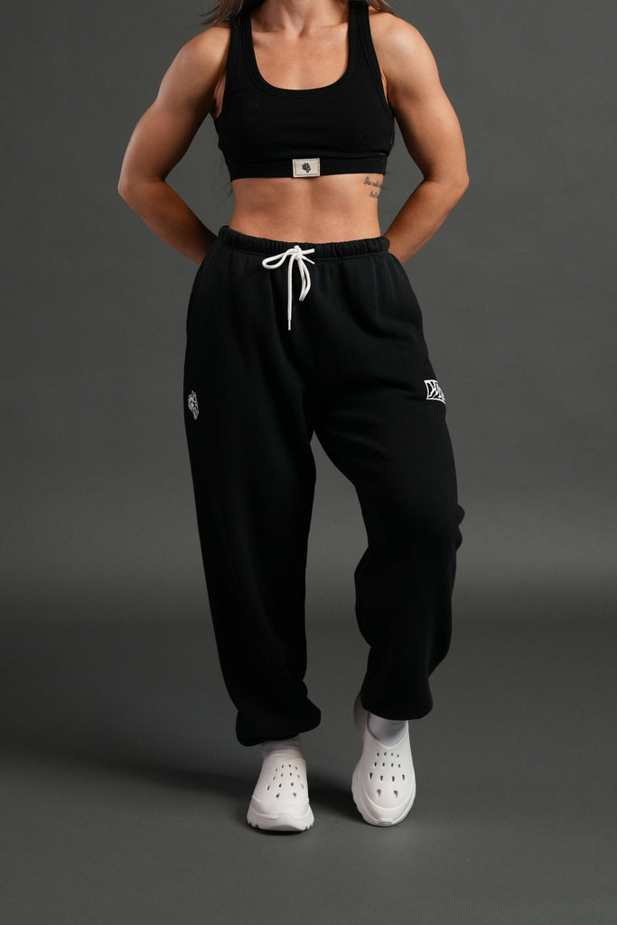 Midnight Wolves Premium Lounger Sweat Pants in Black Drift Wash