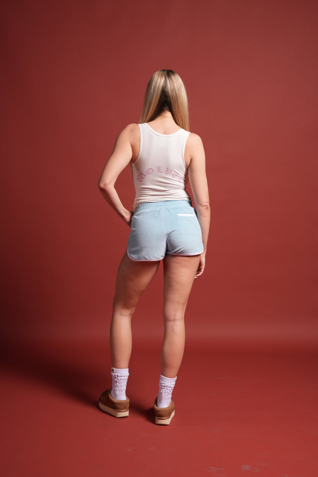 Dual Wolf Tia Track Shorts in Baby Blue