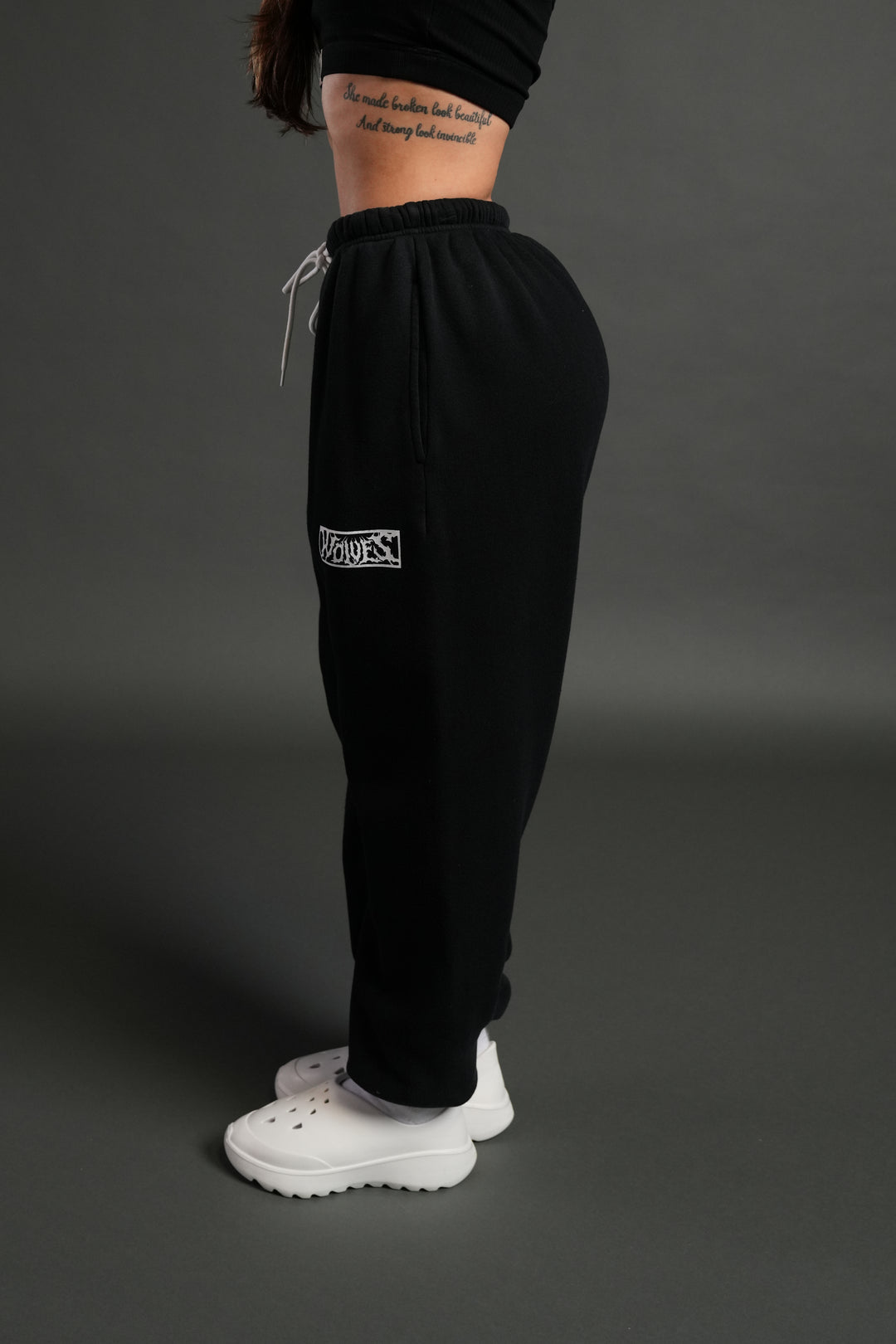 Midnight Wolves Premium Lounger Sweat Pants in Black Drift Wash