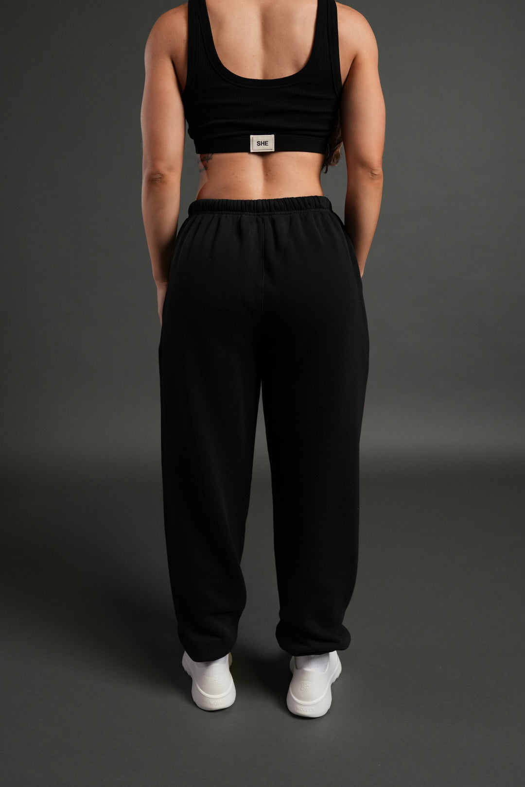Midnight Wolves Premium Lounger Sweat Pants in Black Drift Wash