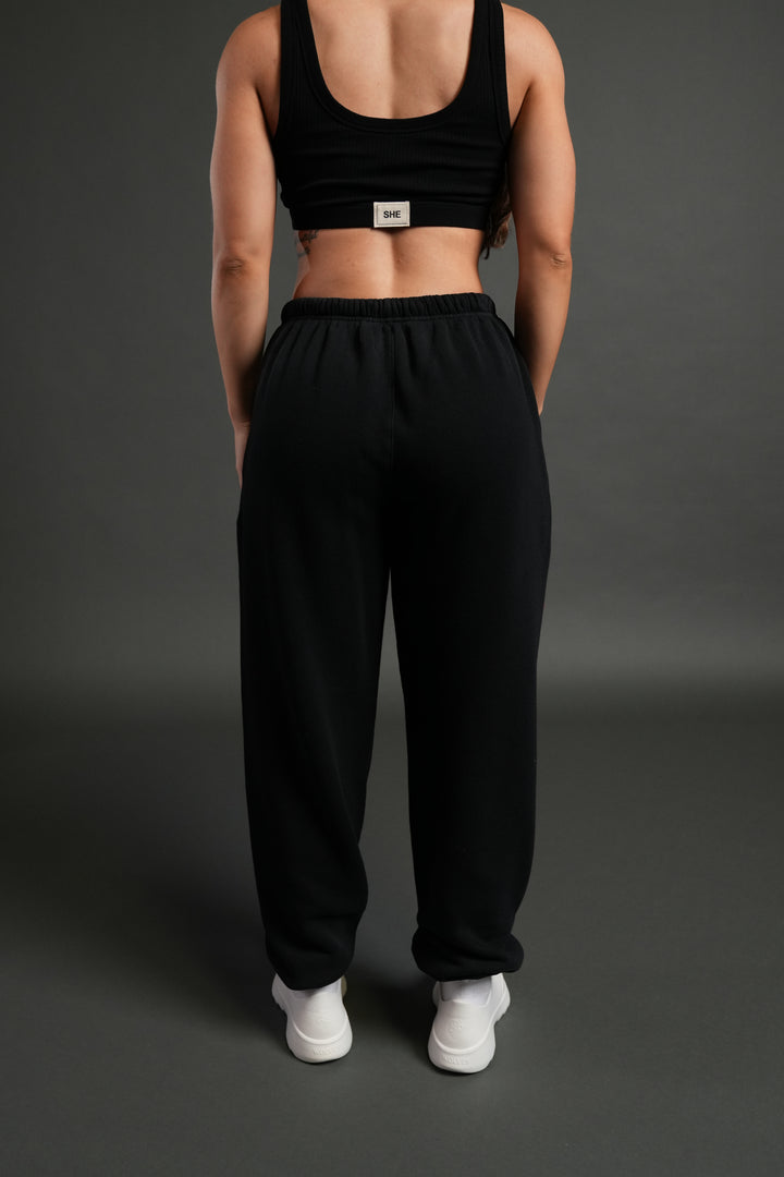 Midnight Wolves Premium Lounger Sweat Pants in Black Drift Wash