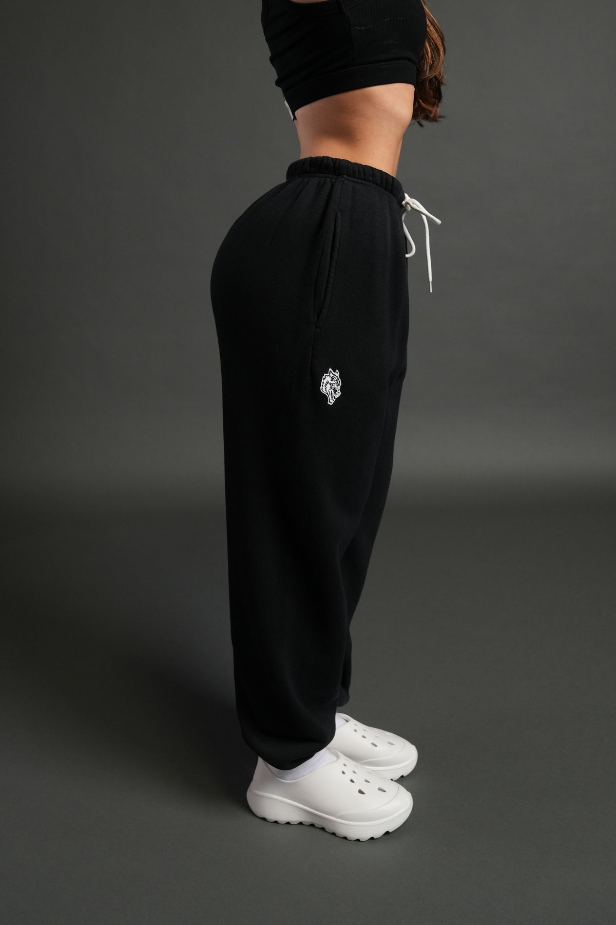 Midnight Wolves Premium Lounger Sweat Pants in Black Drift Wash