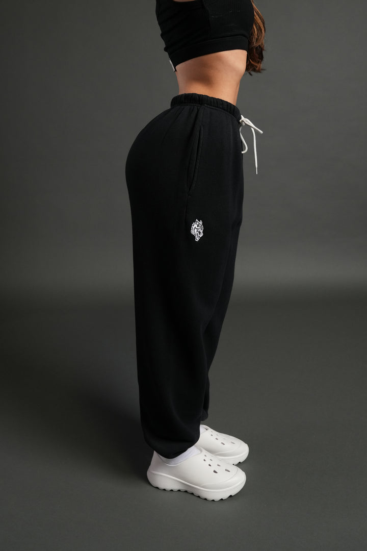 Midnight Wolves Premium Lounger Sweat Pants in Black Drift Wash