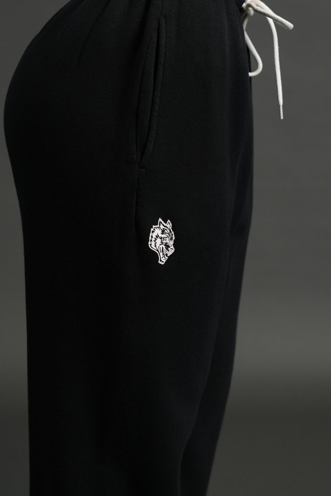 Midnight Wolves Premium Lounger Sweat Pants in Black Drift Wash