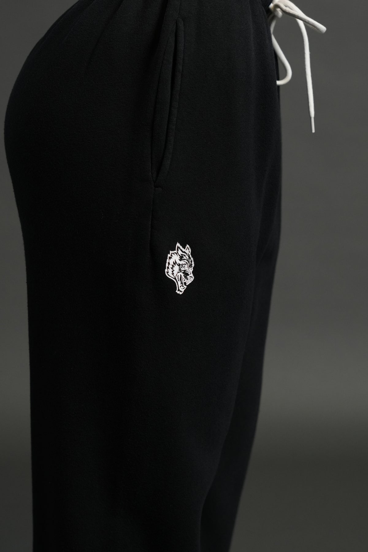 Midnight Wolves Premium Lounger Sweat Pants in Black Drift Wash