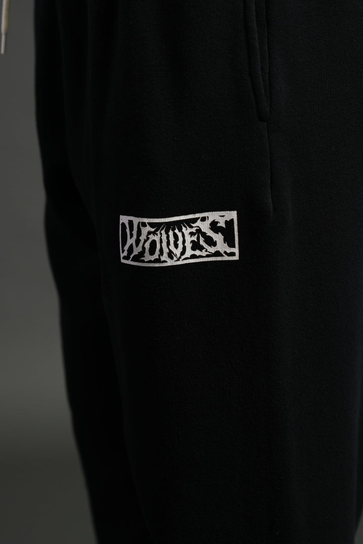 Midnight Wolves Premium Lounger Sweat Pants in Black Drift Wash
