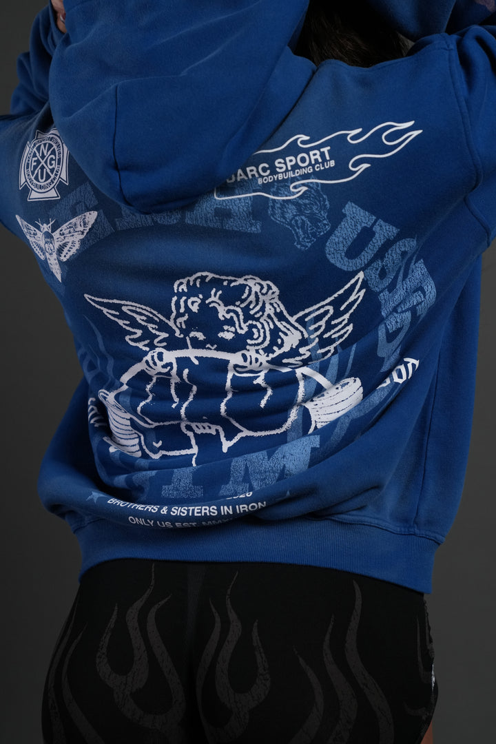 Powerhouse of the Cherub Unisex "Pierce" Hoodie in Darc Cobalt Drift Wash