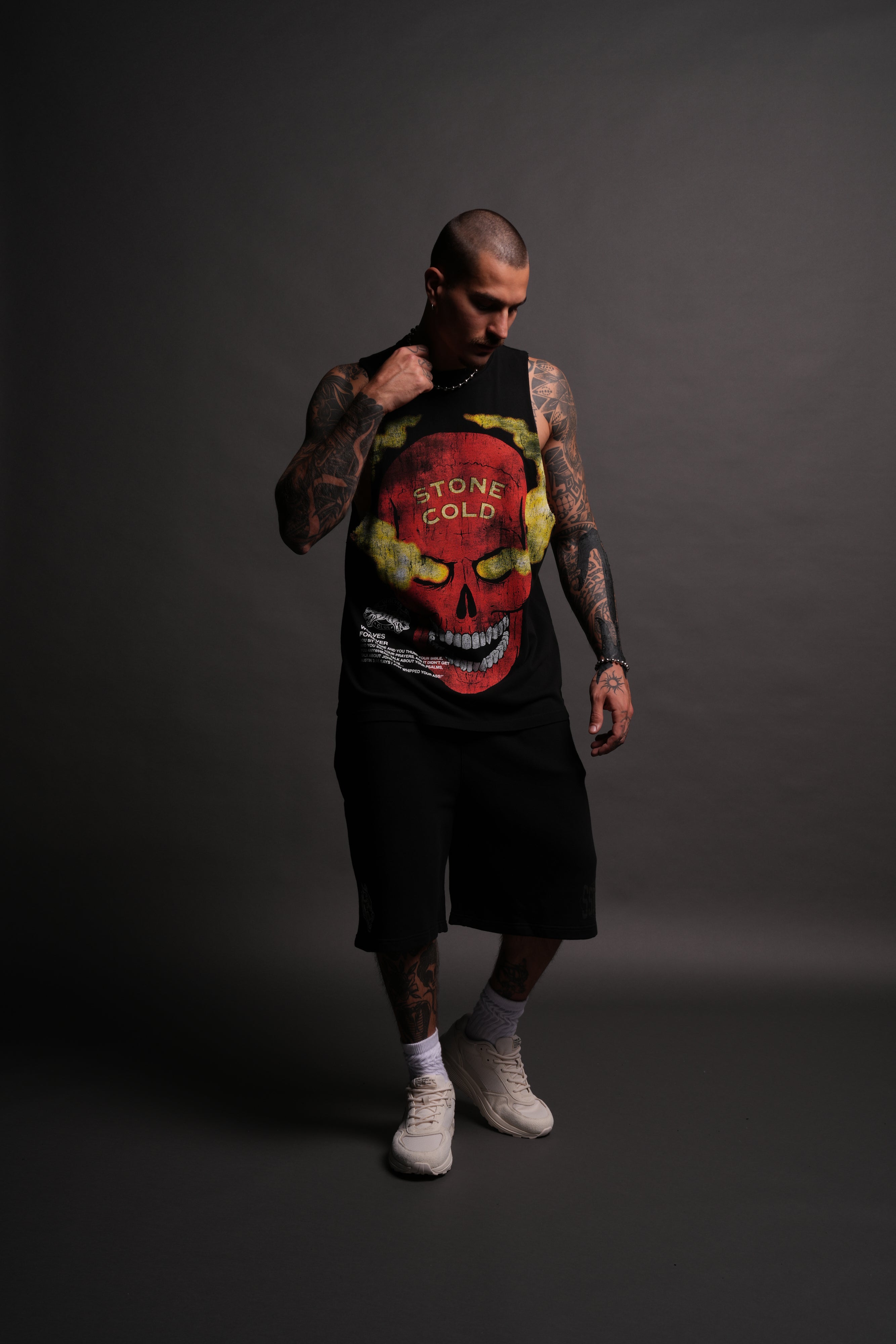 Stone Cold "Tommy" Muscle Tee in Black/Red