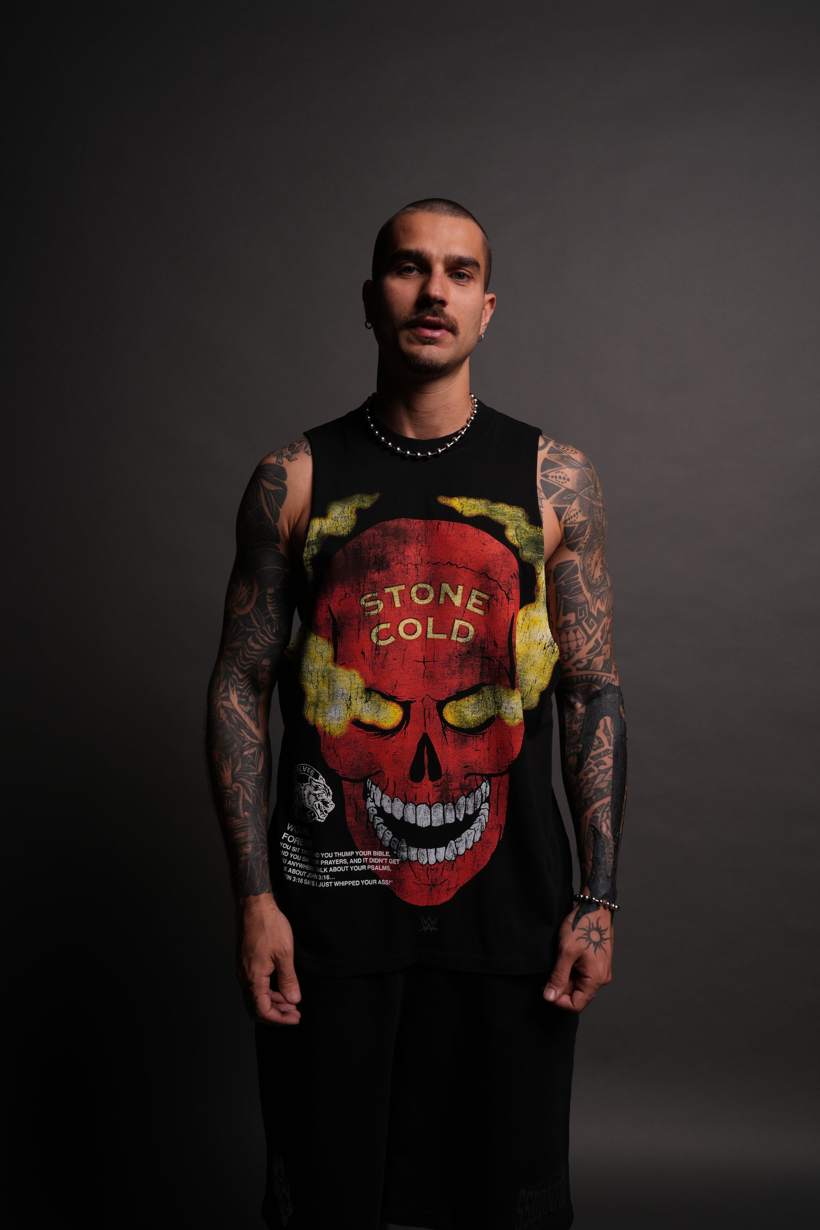 Stone Cold "Tommy" Muscle Tee in Black/Red