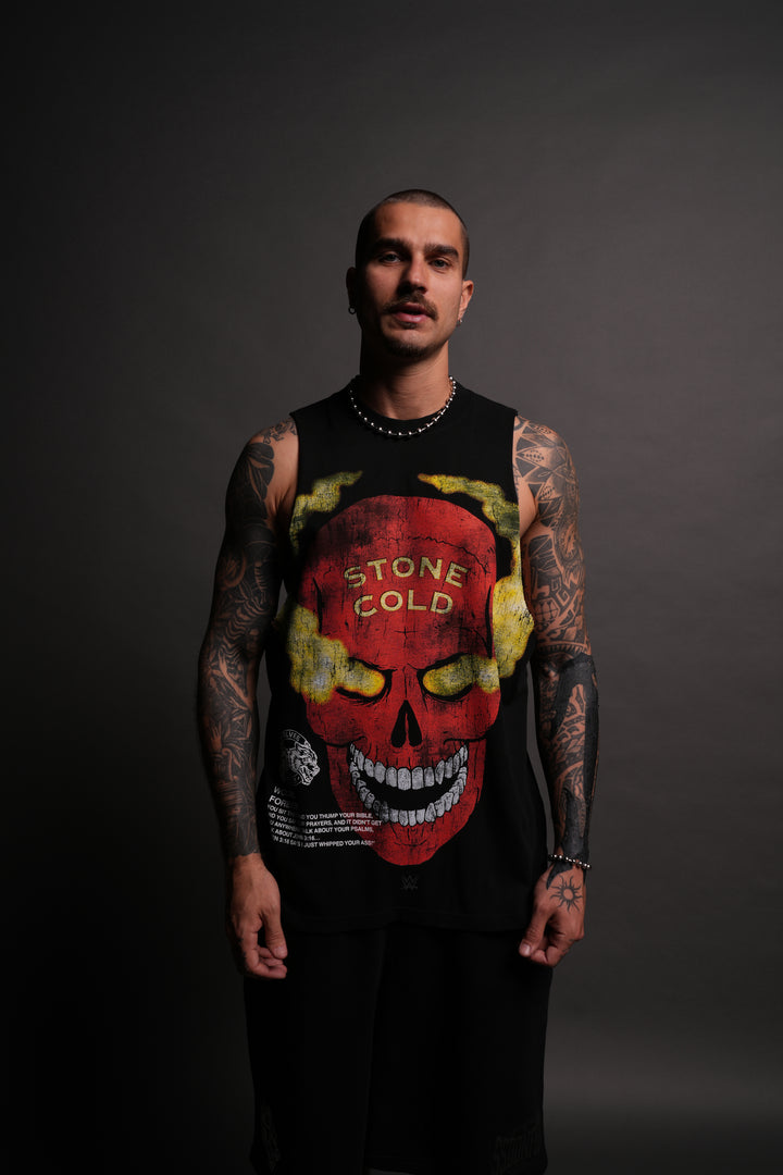 Stone Cold "Tommy" Muscle Tee in Black/Red