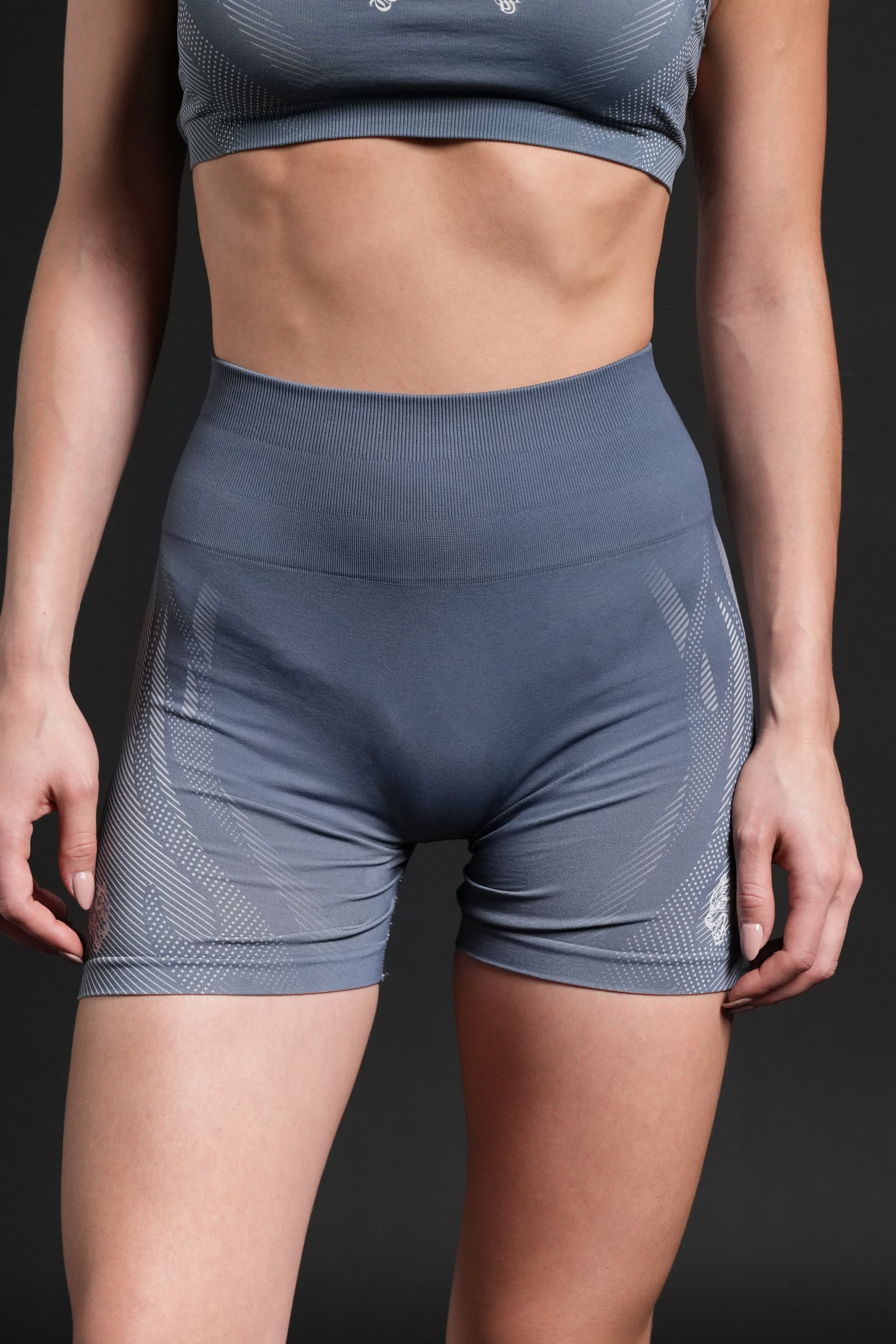 Moto Halftone Stella Soft Seamless Shorts in Charcoal Blue