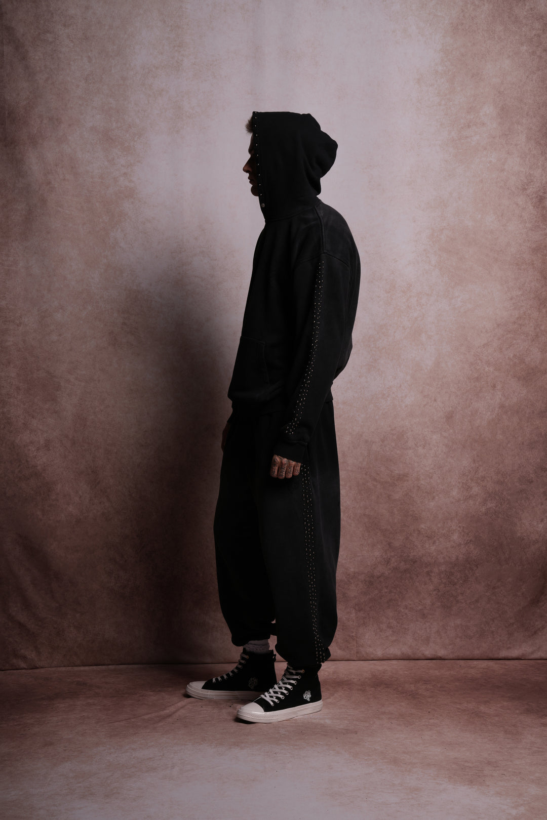 Chopper Stud "Pierce" Hoodie in Black Horizon Sun Fade