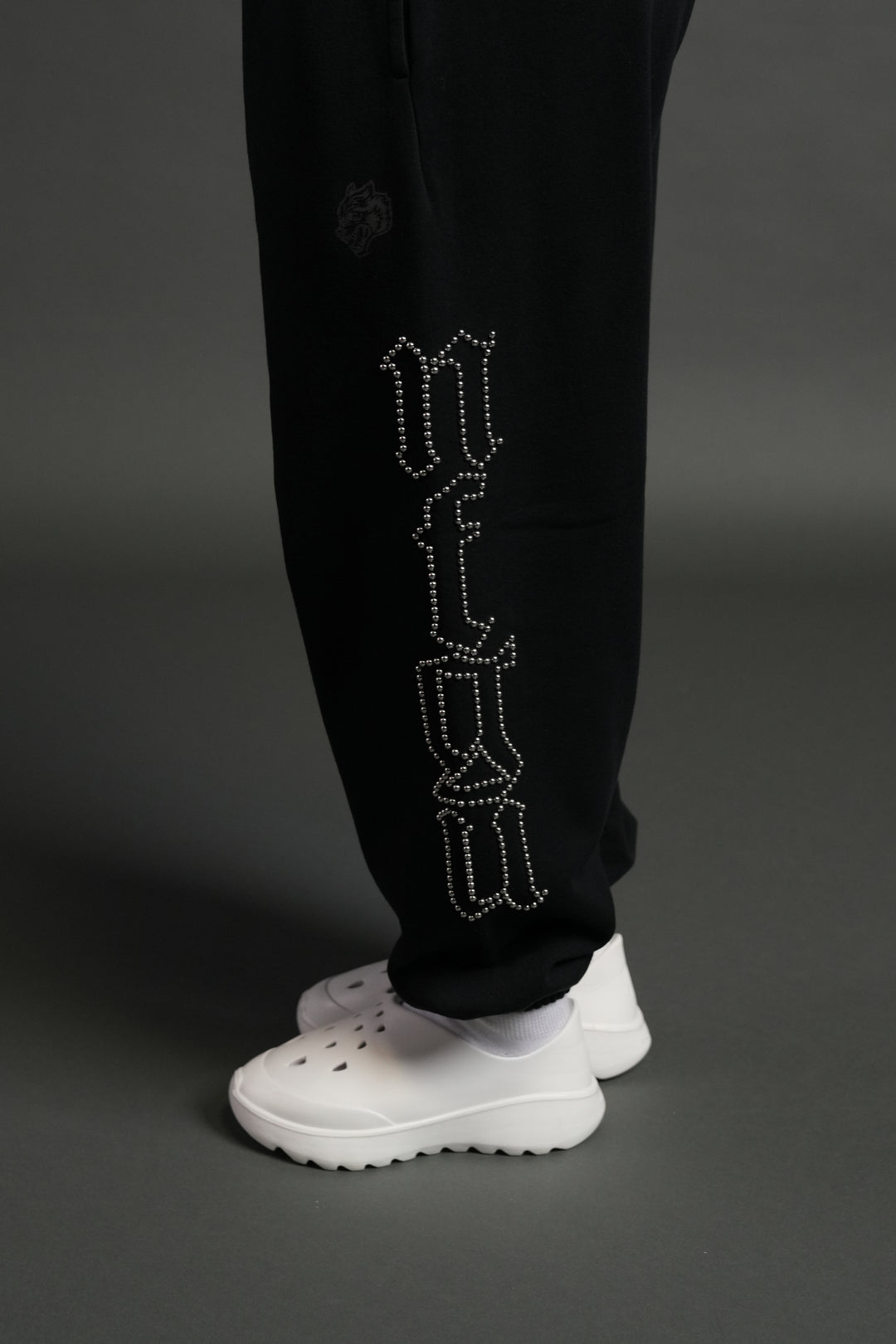 Studded Our Mantra Unisex Lounger Sweat Pants in Black Drift Wash