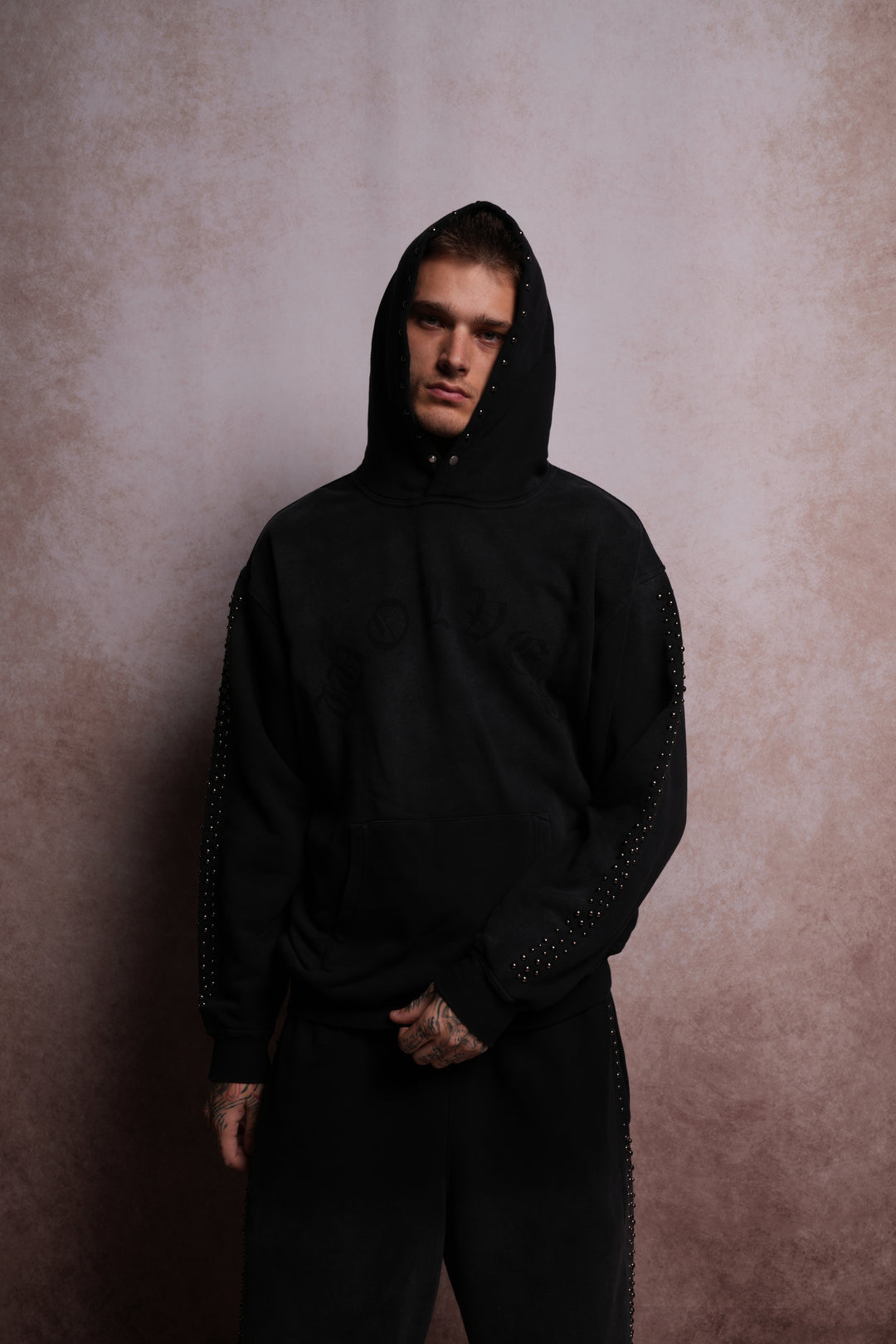 Chopper Stud "Pierce" Hoodie in Black Horizon Sun Fade