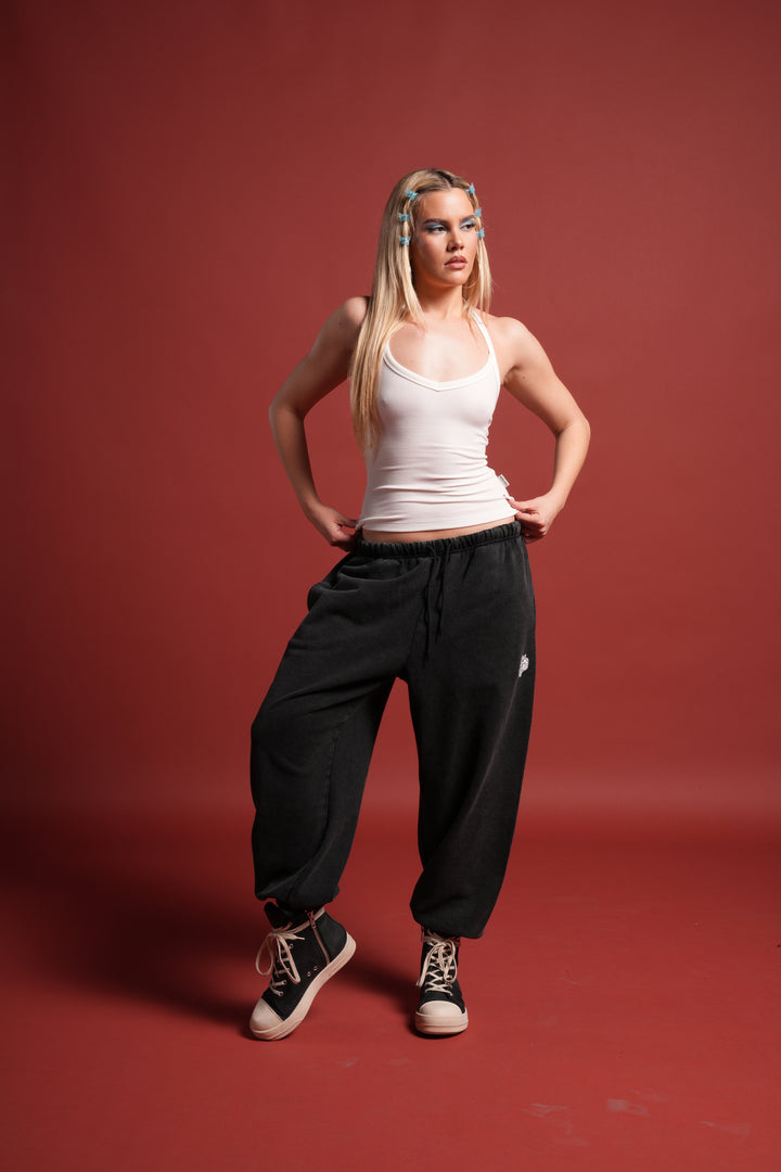 Dual Wolf Unisex Lounger Sweat Pants in Black