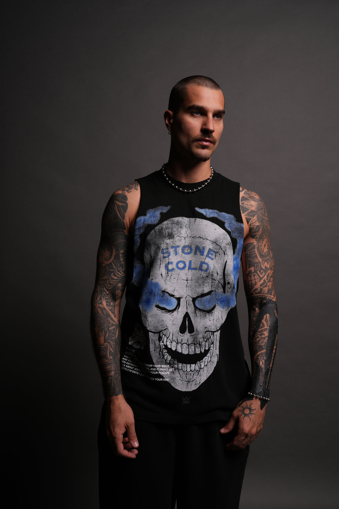 Stone Cold "Tommy" Muscle Tee in Black/Blue