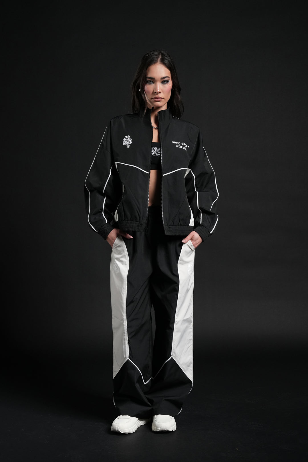 Dual Wolf She Quinn Track Pant in Black/Sand