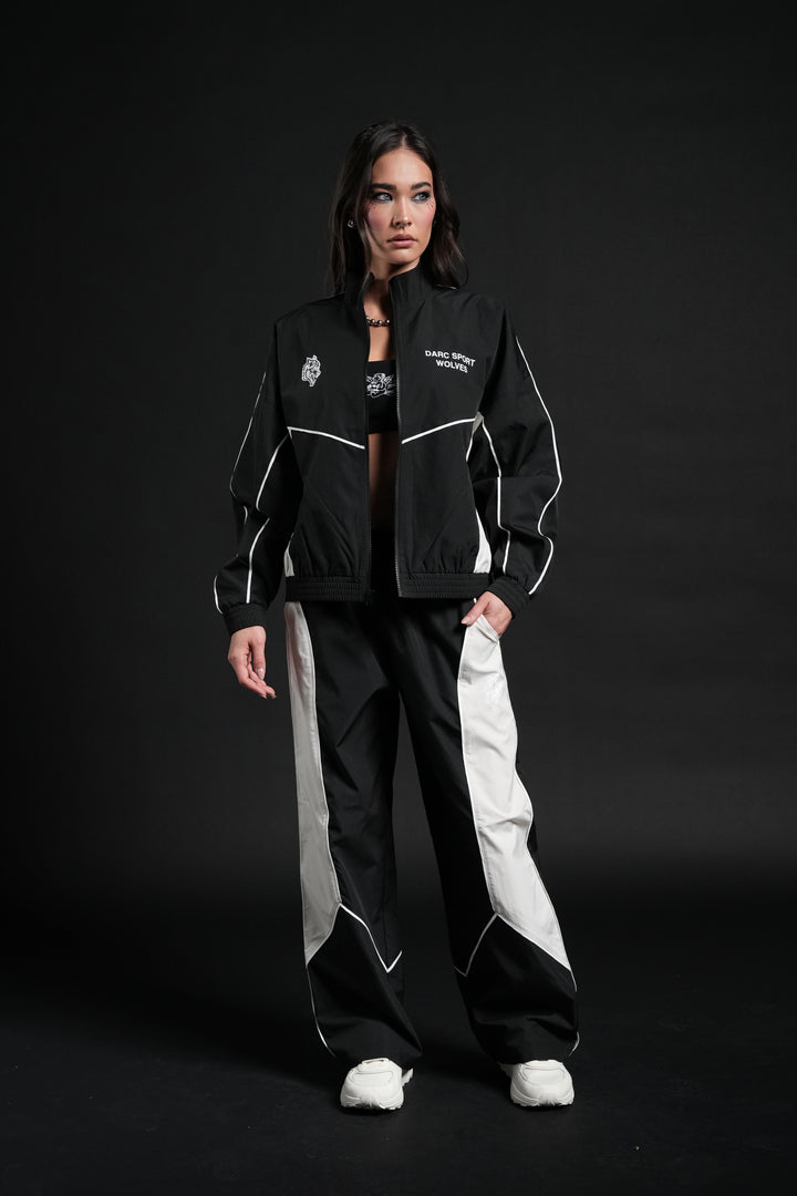 Darc Sport Wolves Unisex Pyramid Quinn Track Jacket in Black/Sand