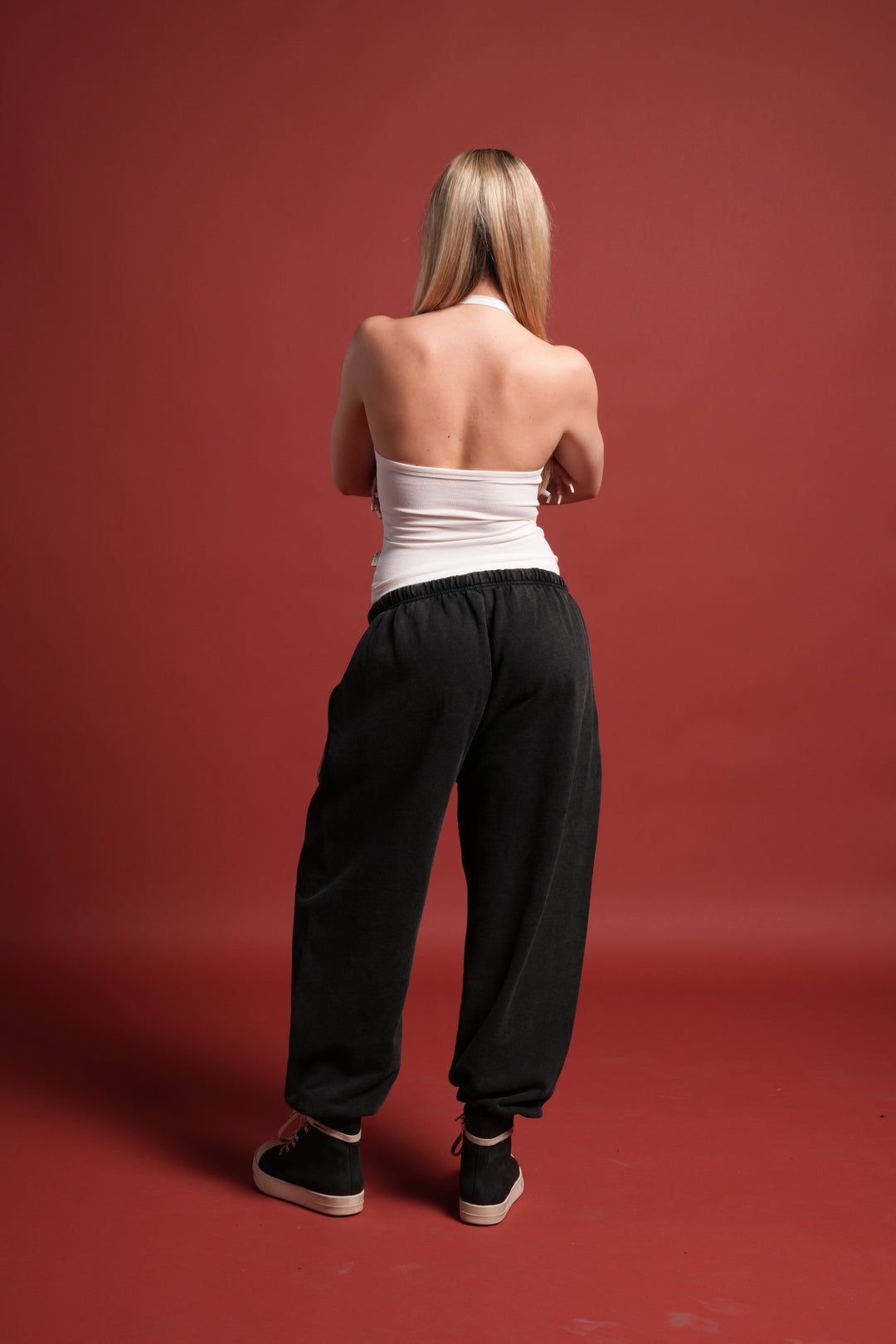 Dual Wolf Unisex Lounger Sweat Pants in Black