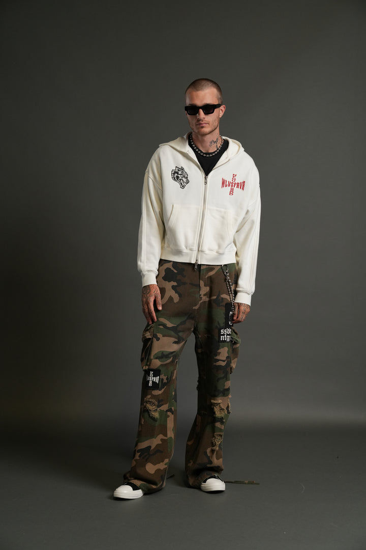 Born Darc Darco Double Zip Hoodie in Cream