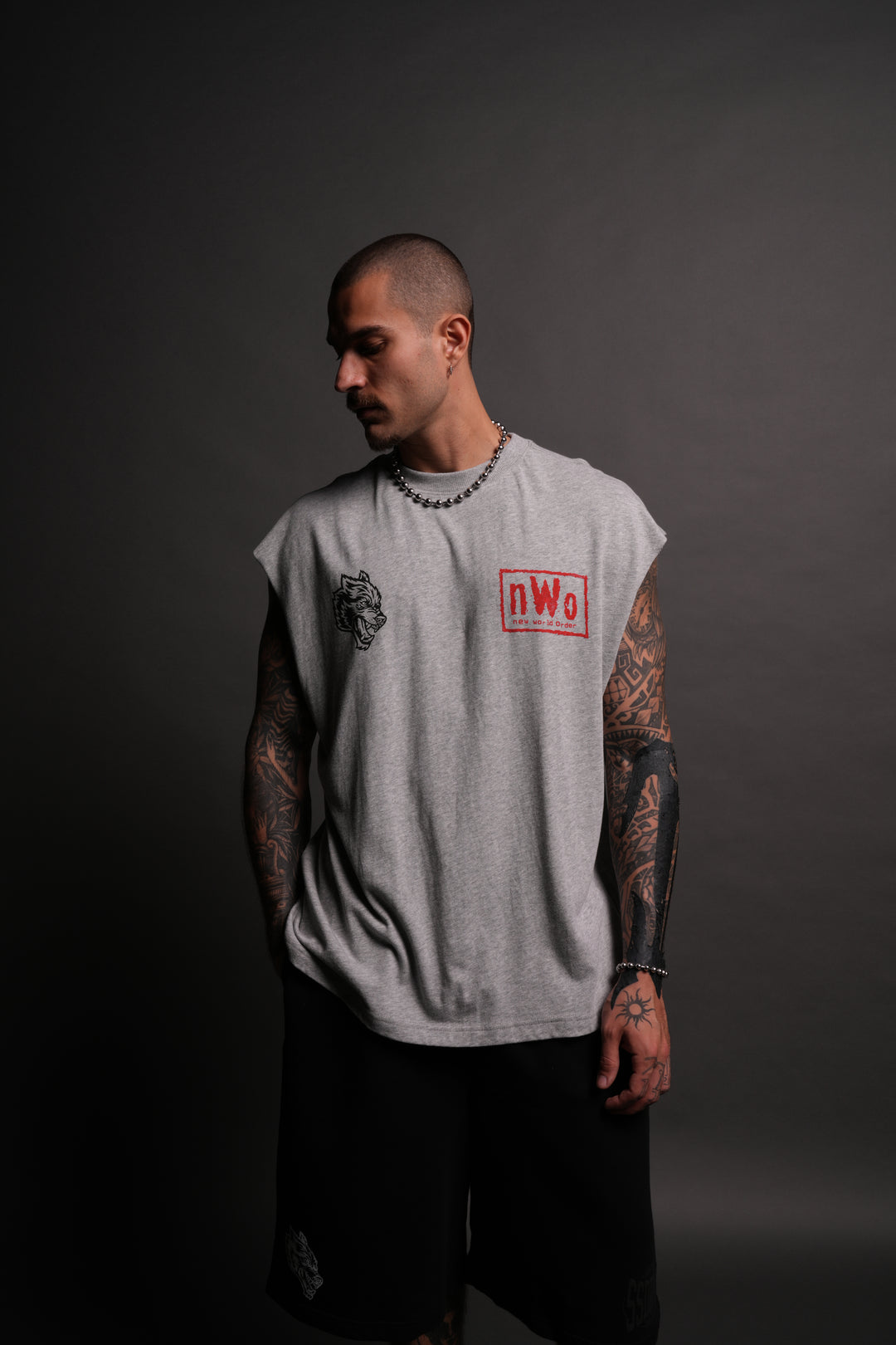 NWO "Premium" Muscle Tee in Light Athletic Gray