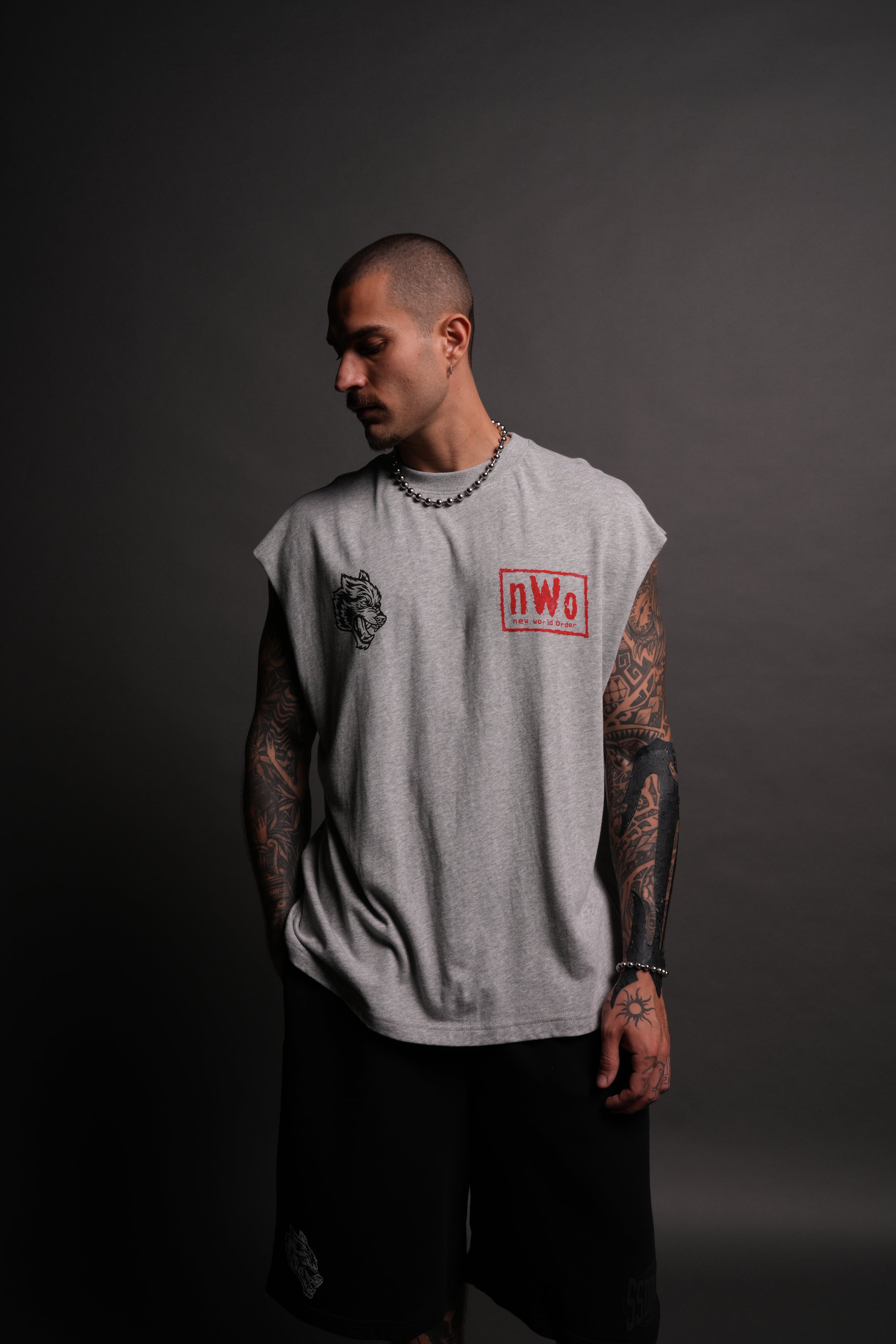 NWO "Premium" Muscle Tee in Light Athletic Gray