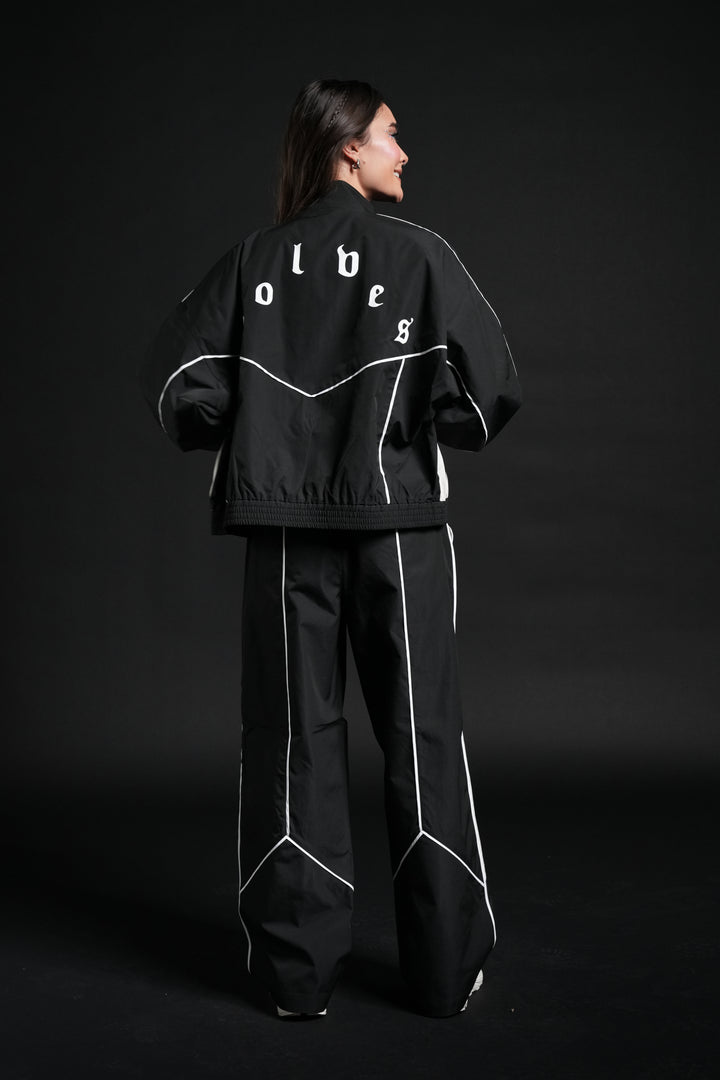 Darc Sport Wolves Unisex Pyramid Quinn Track Jacket in Black/Sand