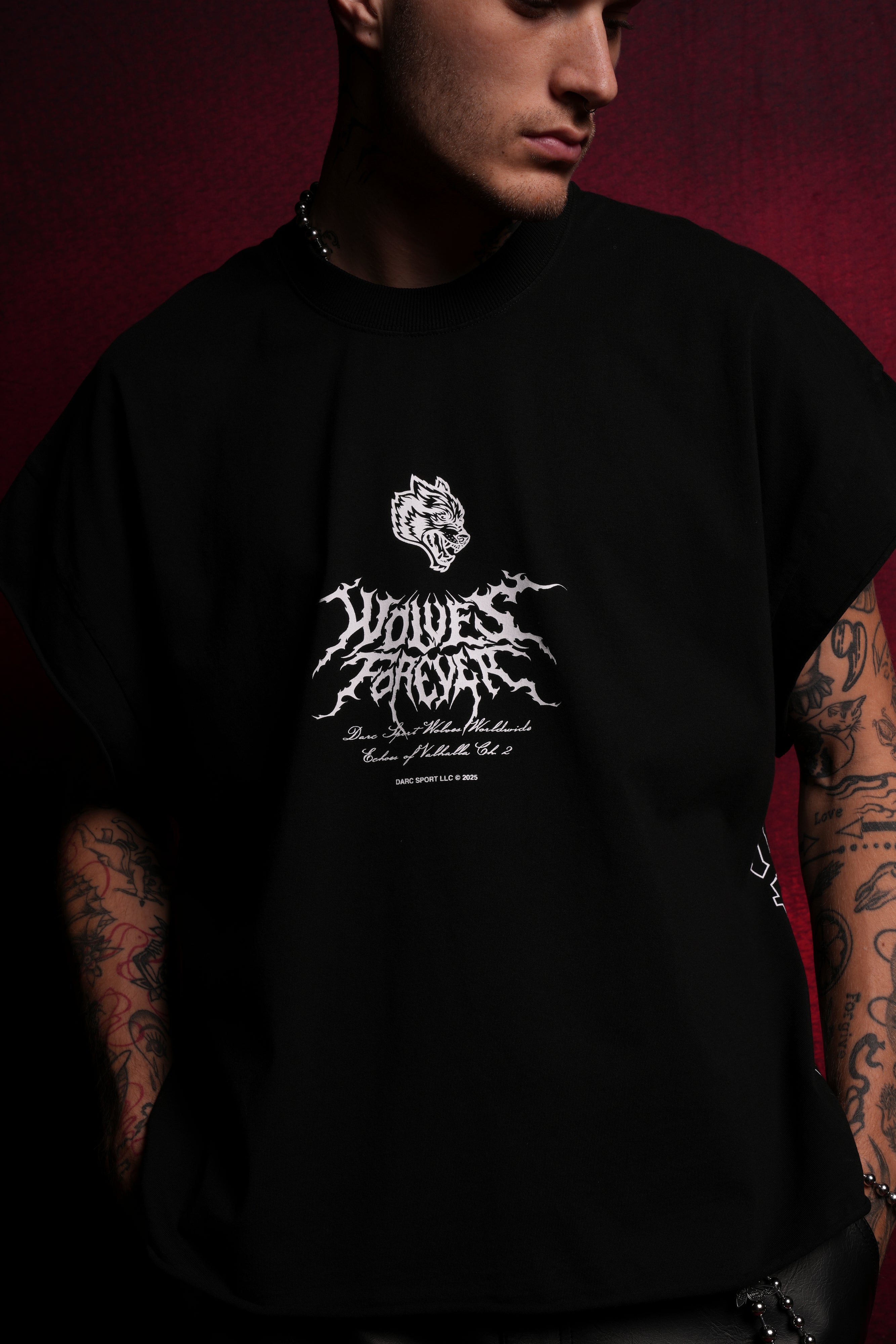 Darc Wings "Grunge" Cut Off Tee in Black