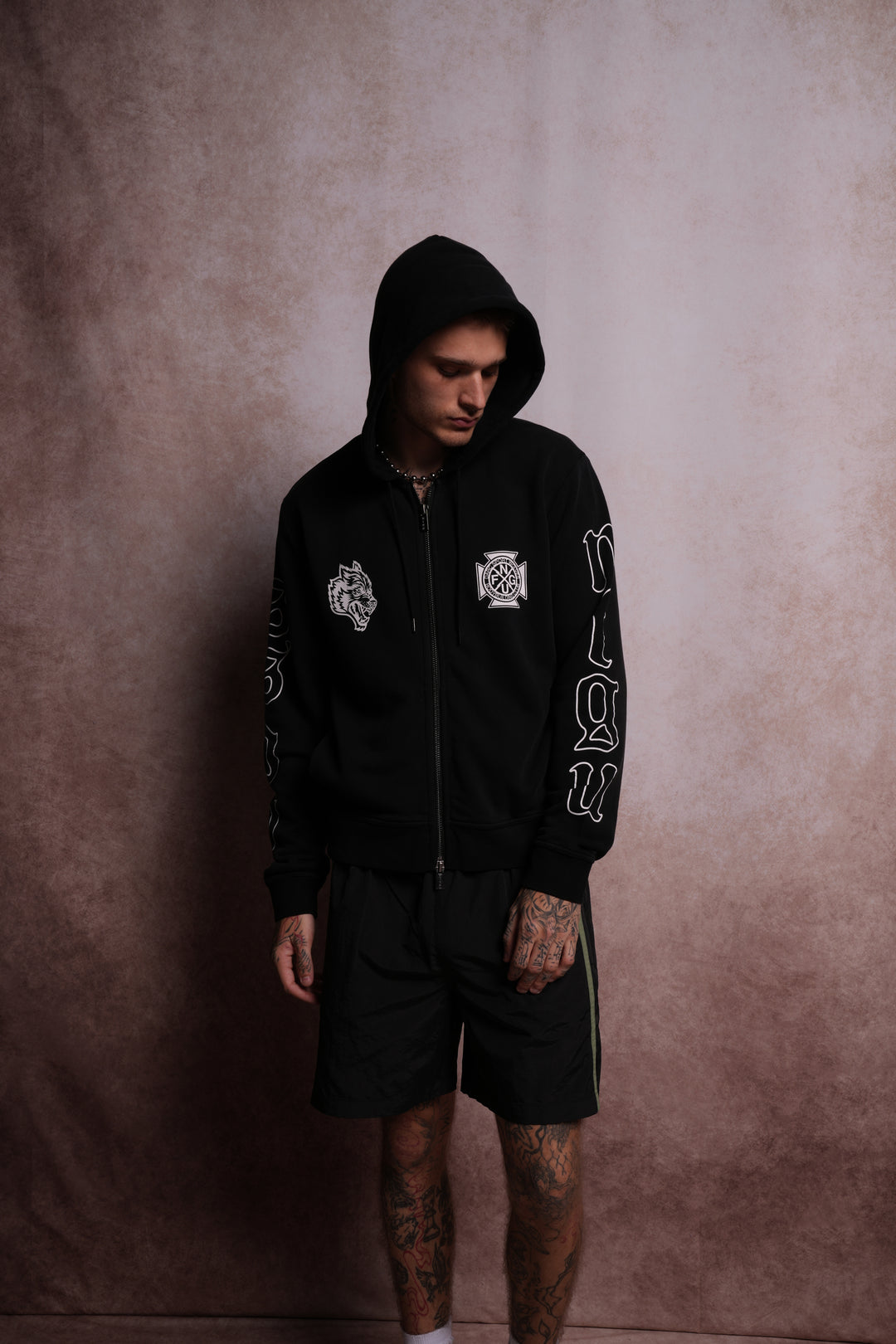 Infernal Mantra Donnie "Zip Up" Hoodie in Black Horizon Sun Fade