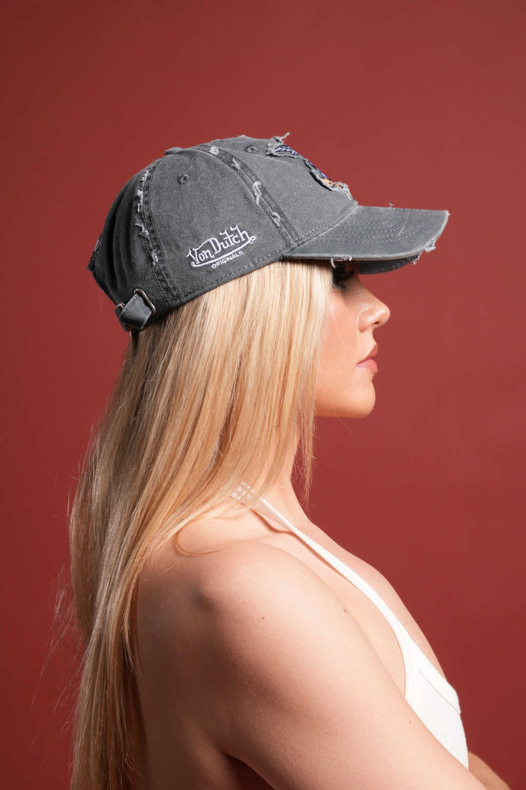 Cherub Eye Ball Distressed Dad Hat in Washed Wolf Gray