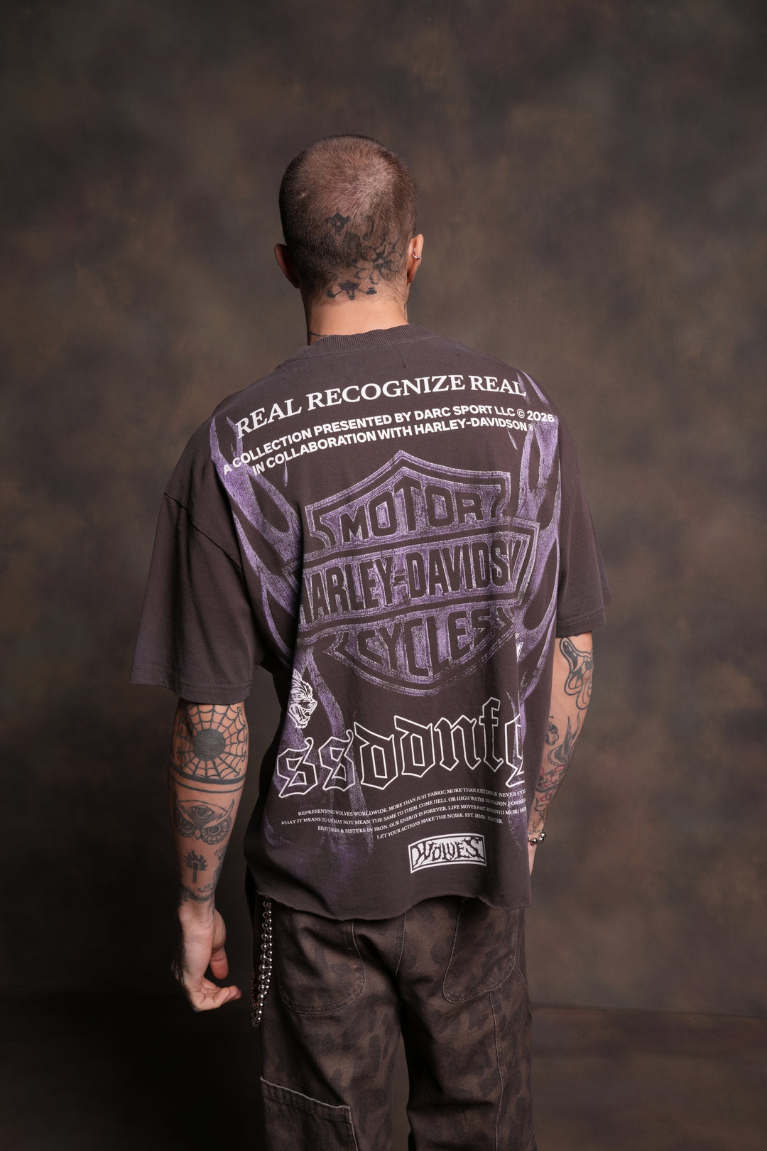 Ride Forever Distressed Grunge Mid-Length Raw Hem Tee in Darc Brown Drift Wash