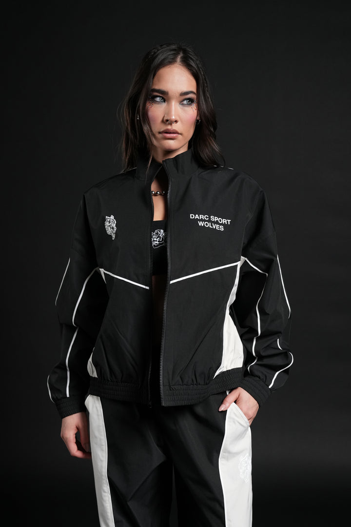 Darc Sport Wolves Unisex Pyramid Quinn Track Jacket in Black/Sand