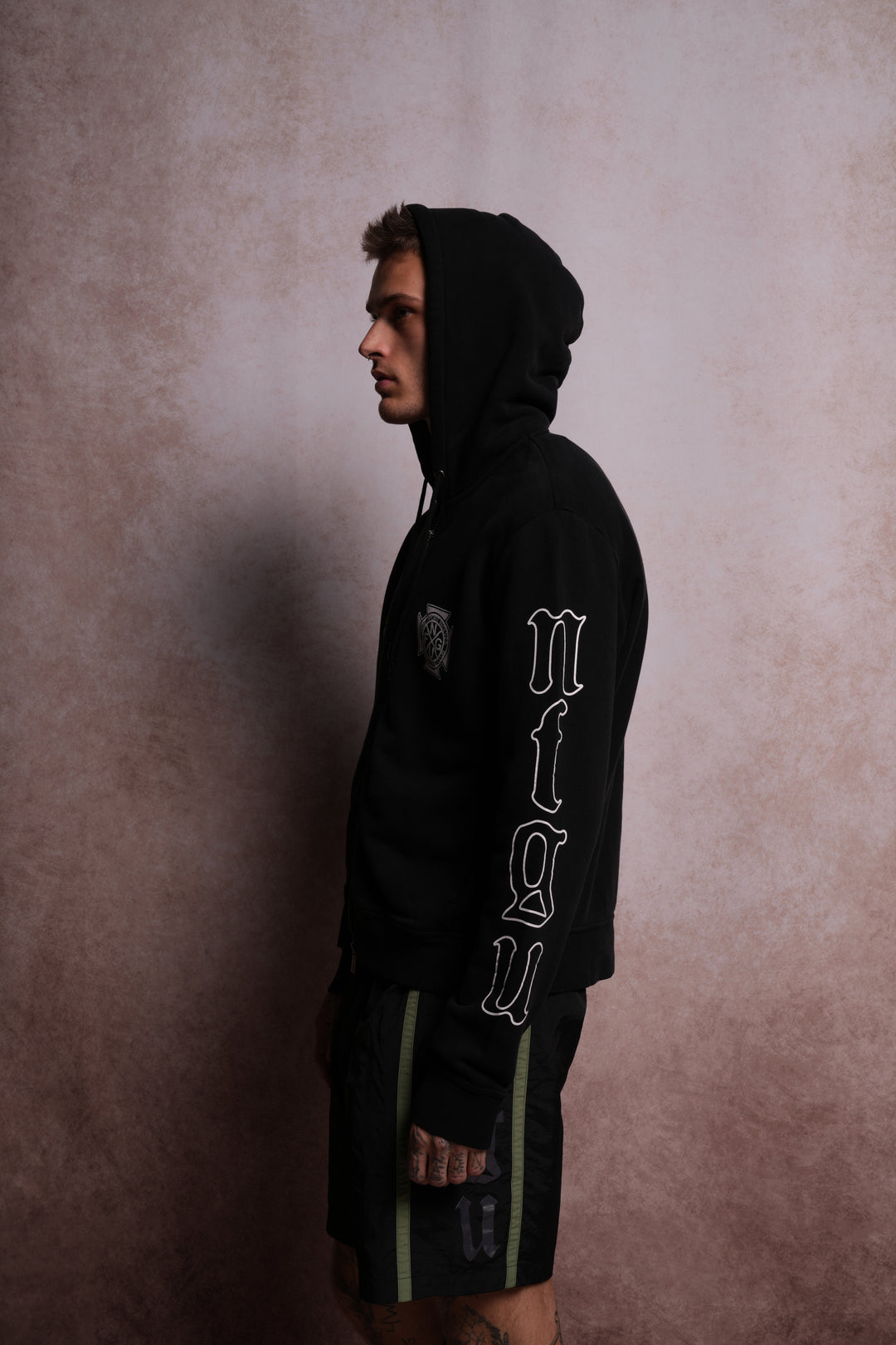 Infernal Mantra Donnie "Zip Up" Hoodie in Black Horizon Sun Fade