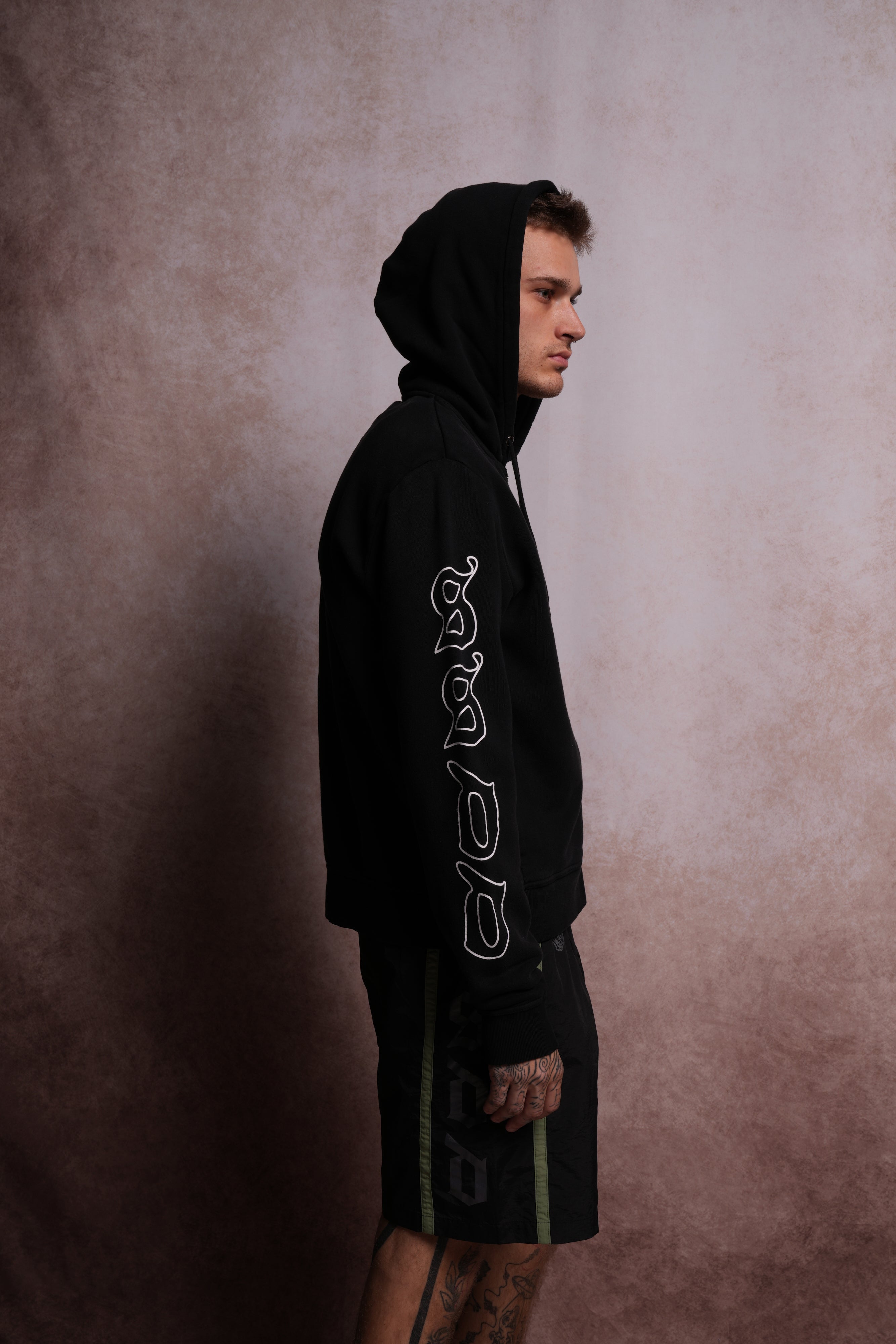 Infernal Mantra Donnie "Zip Up" Hoodie in Black Horizon Sun Fade
