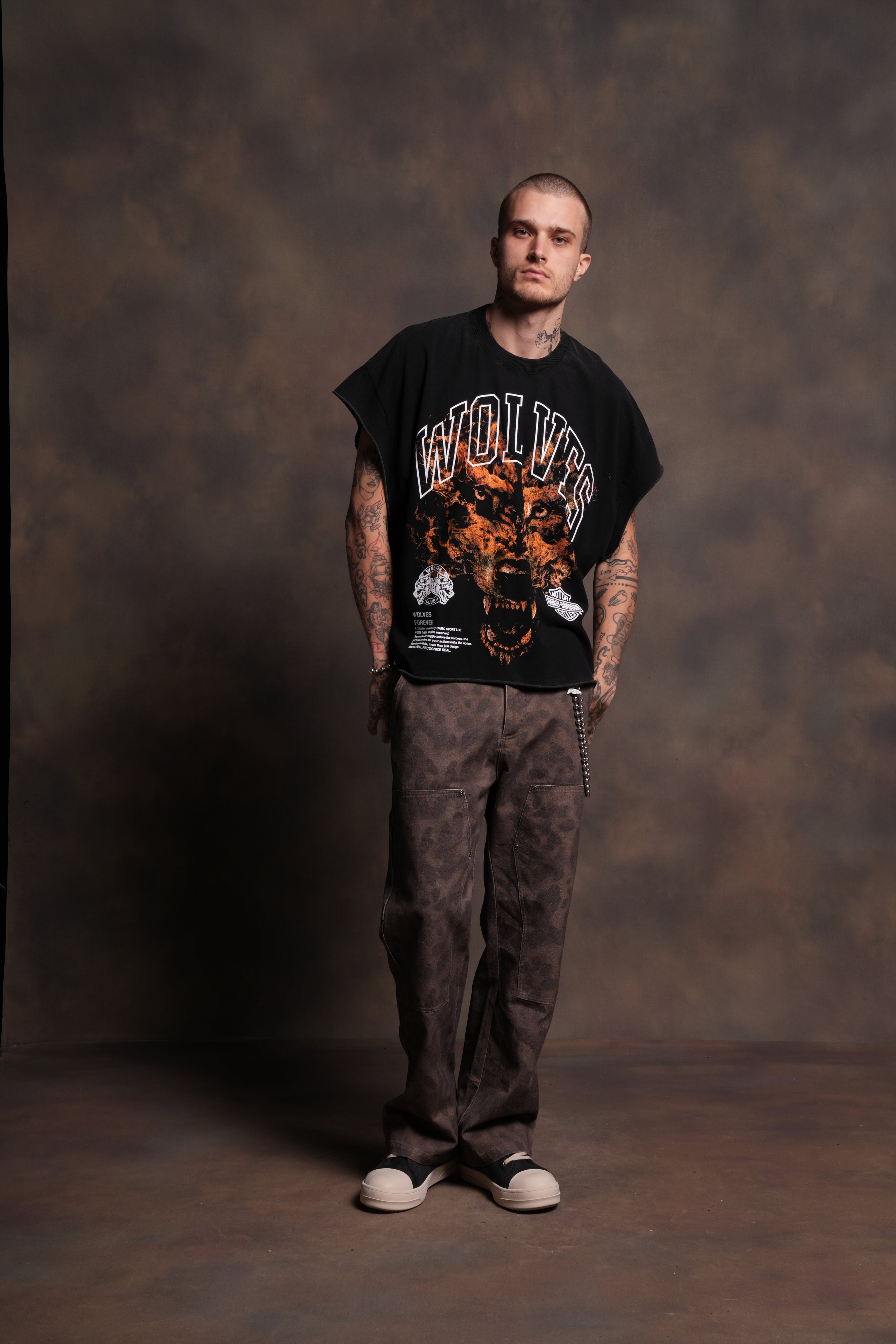 Born From Fire Grunge Cut-Off Tee in Black