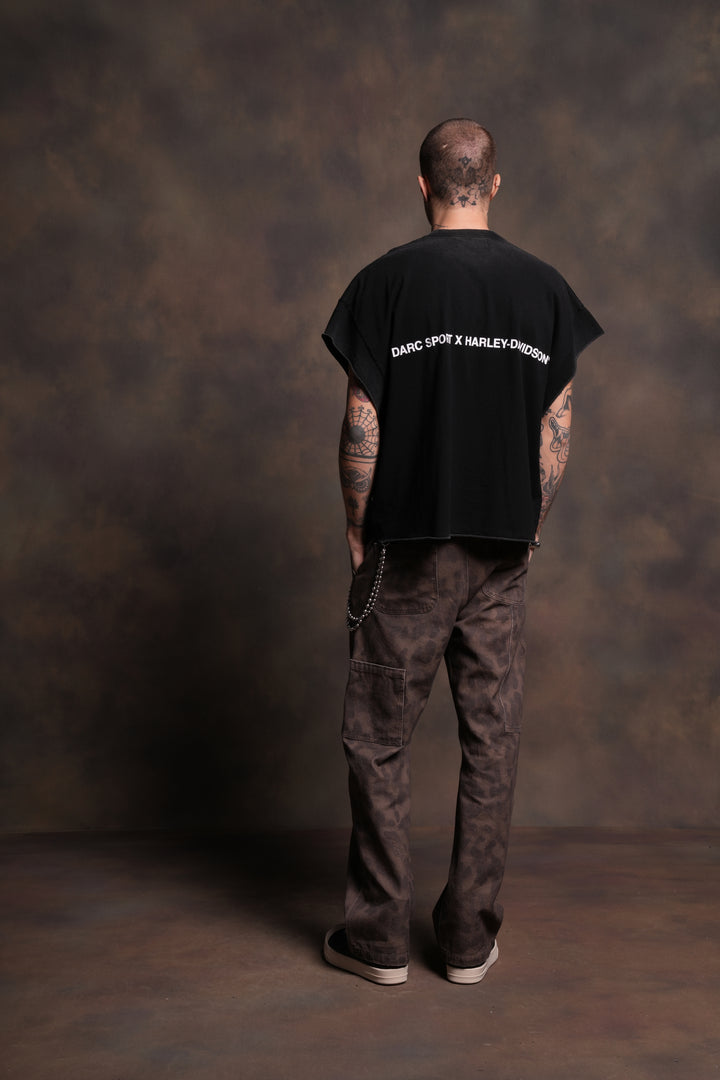 Born From Fire Grunge Cut-Off Tee in Black