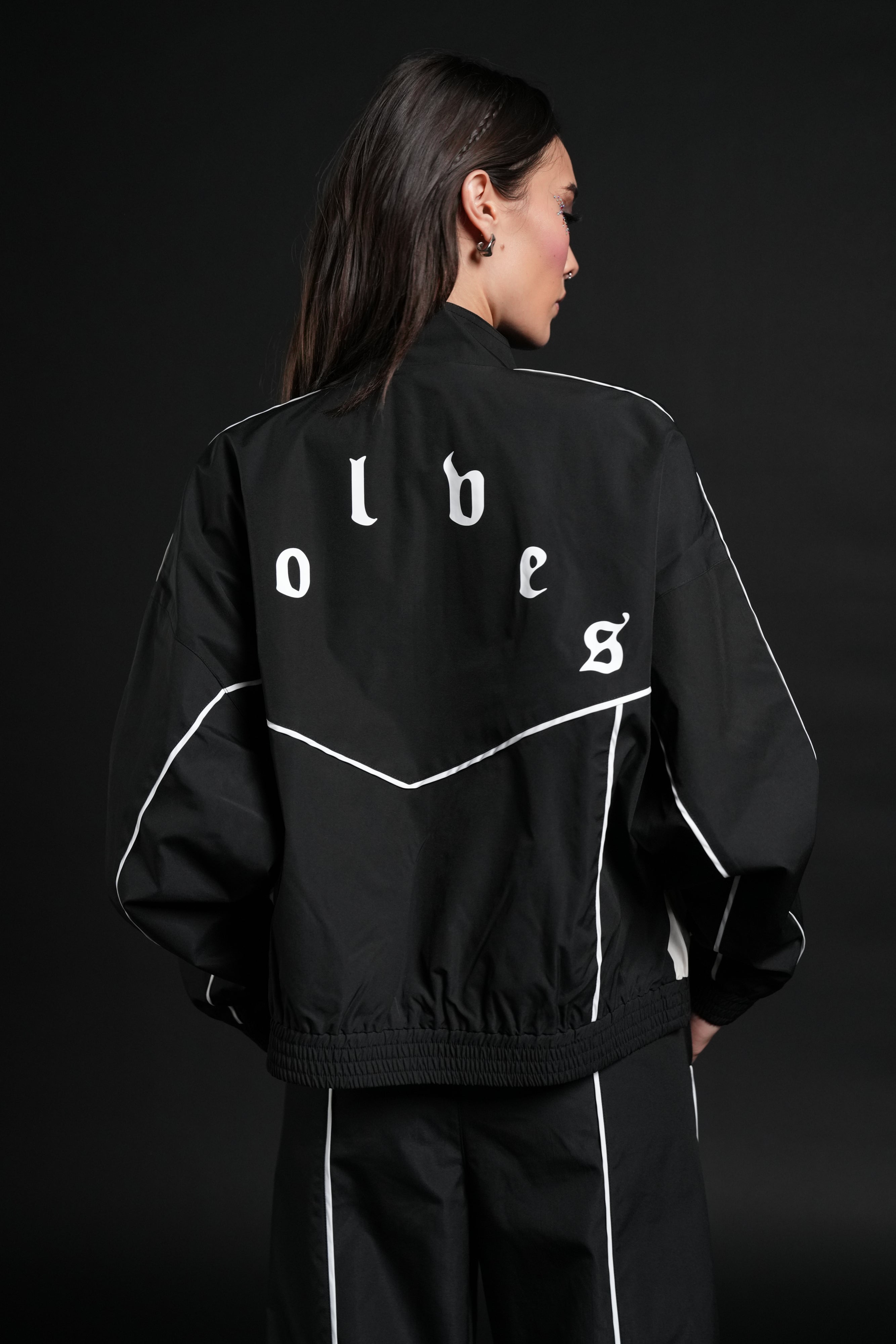 Darc Sport Wolves Unisex Pyramid Quinn Track Jacket in Black/Sand Darc Sport Wolves Unisex Pyramid Quinn Track Jacket in Black/Sand